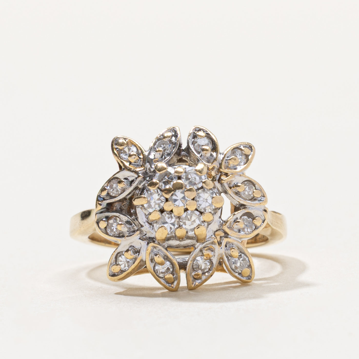 14k Diamond Leafy Cluster Ring | 0.42ctw | SZ 5