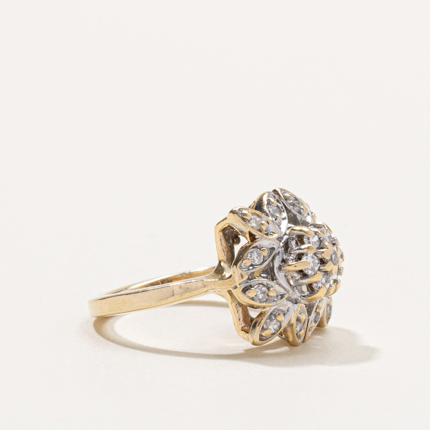 14k Diamond Leafy Cluster Ring | 0.42ctw | SZ 5