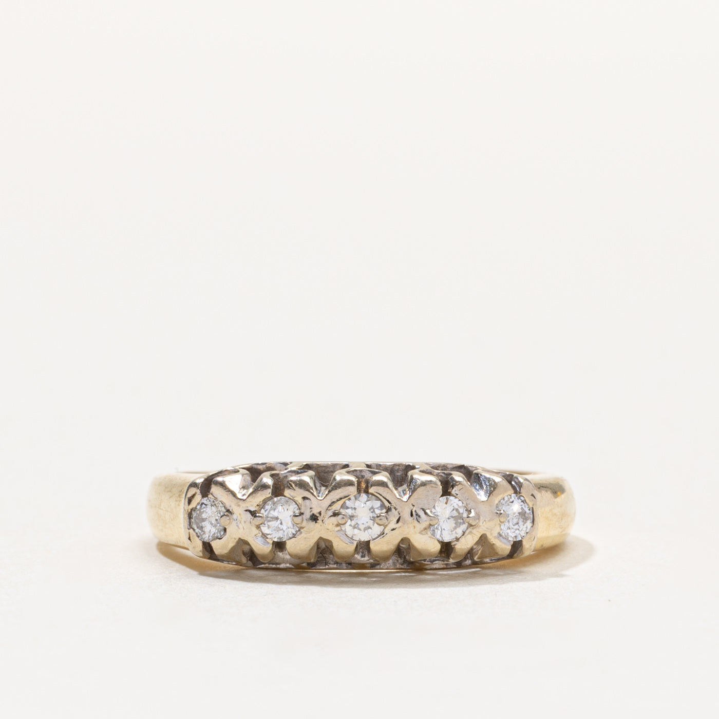 14k Five Stone Diamond Bezel Set Ring | 0.25ctw | SZ 7.5