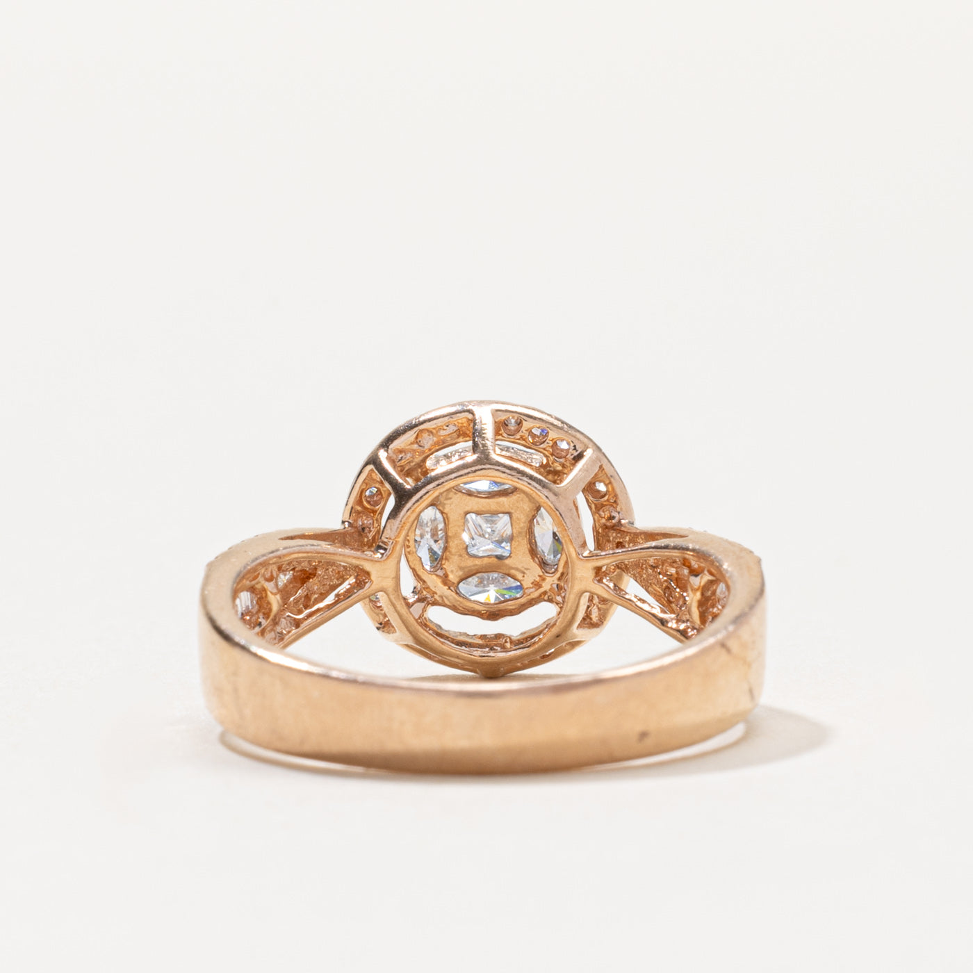 14k Diamond Halo Reverse Tapered Ring | 0.50ctw | SZ 6.75