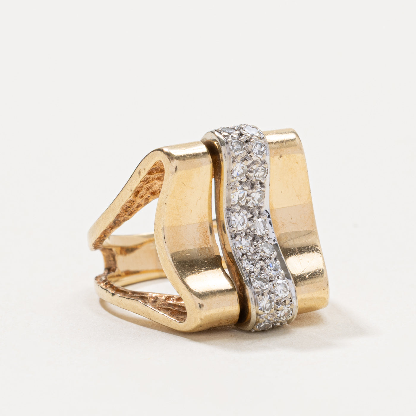 14k Pave Diamond Abstract Cocktail Ring | 0.30ctw | SZ 3.75