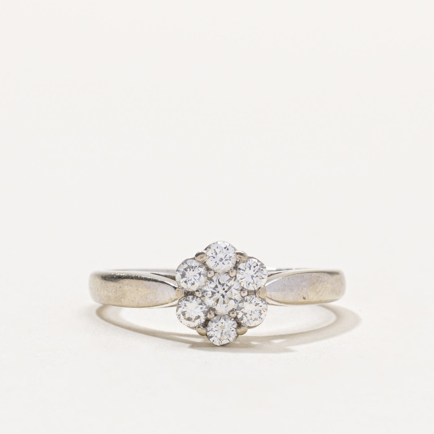 14k Diamond Daisy Cluster Reverse Tapered Ring | 0.50ctw | SZ 7.5