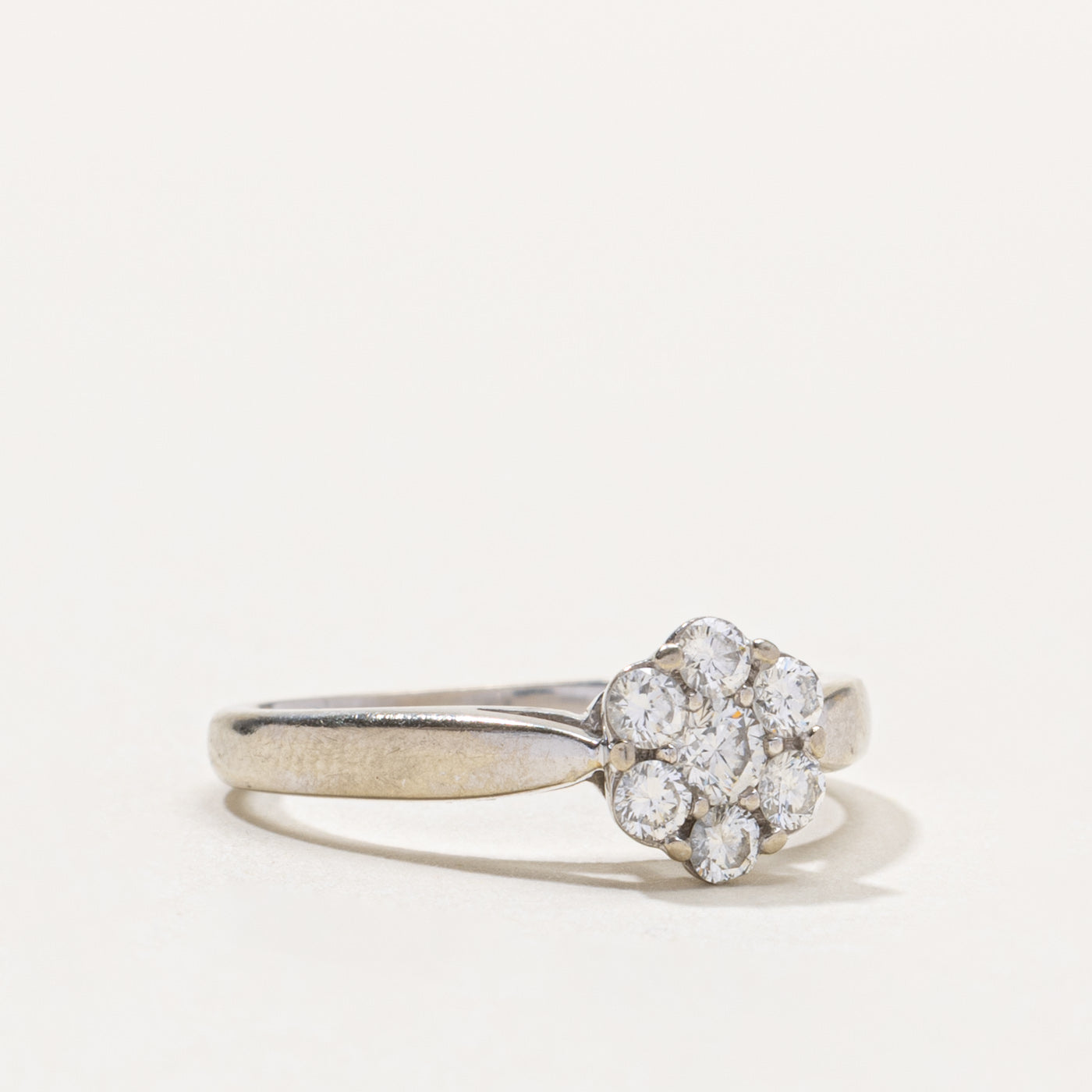 14k Diamond Daisy Cluster Reverse Tapered Ring | 0.50ctw | SZ 7.5