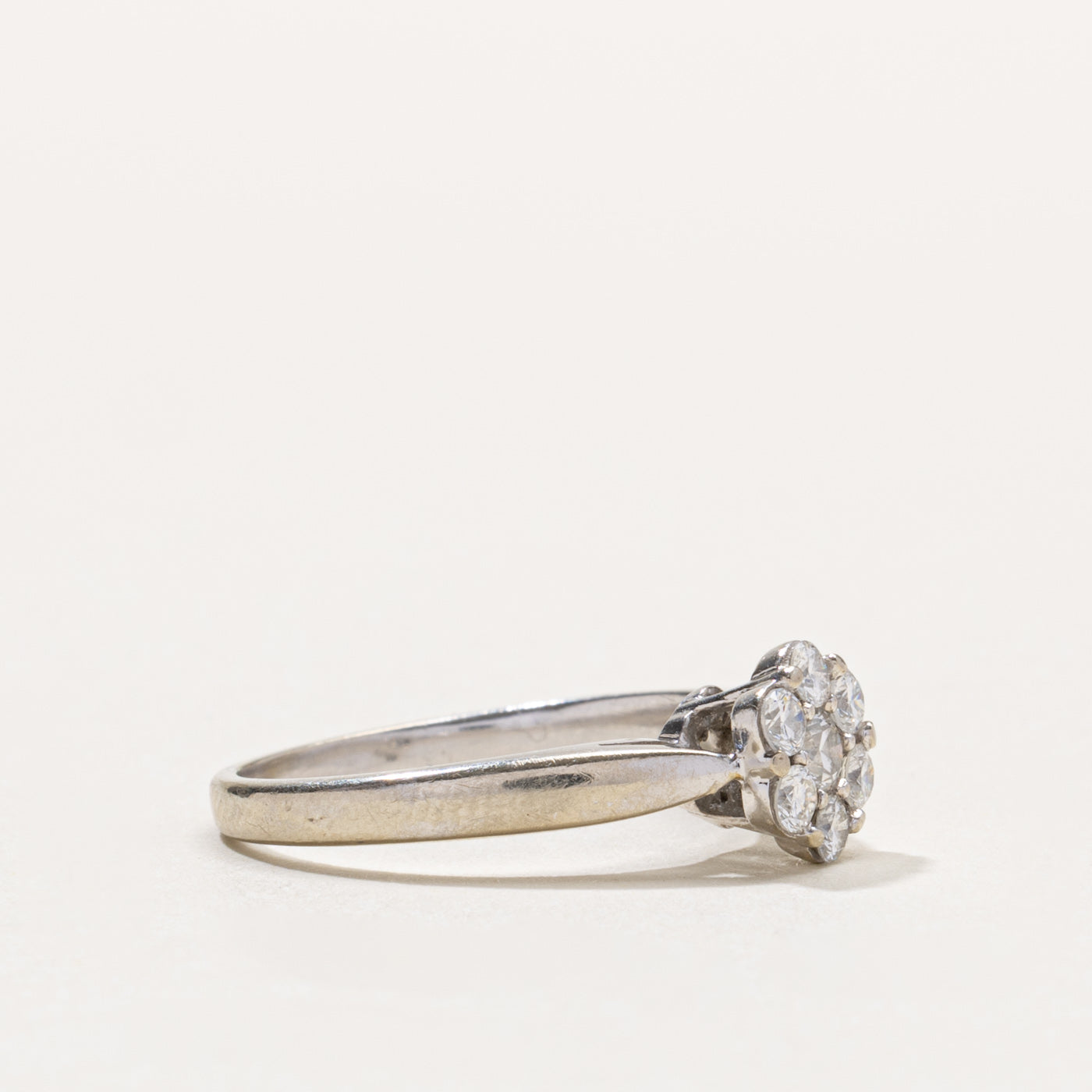 14k Diamond Daisy Cluster Reverse Tapered Ring | 0.50ctw | SZ 7.5