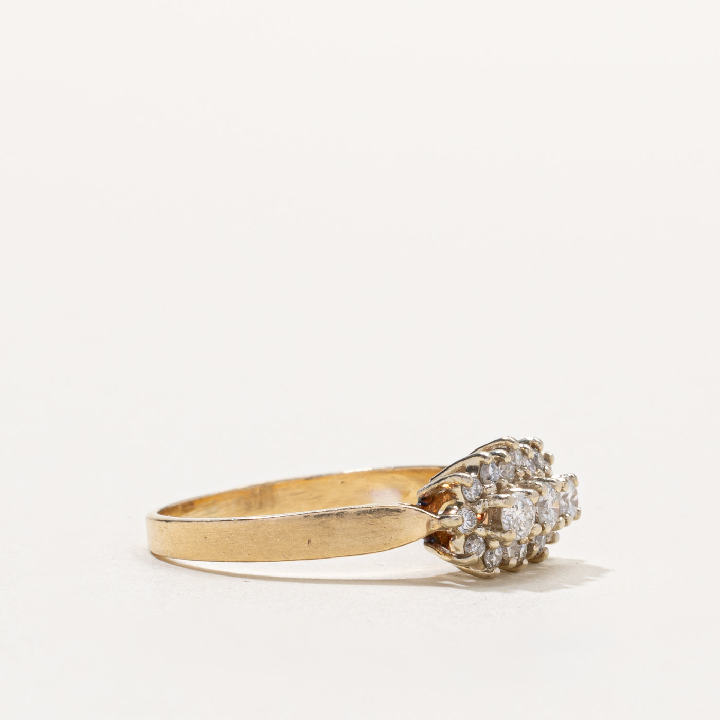 14k Diamond Three Stone Cluster Accent Ring | 0.50ctw | SZ 8