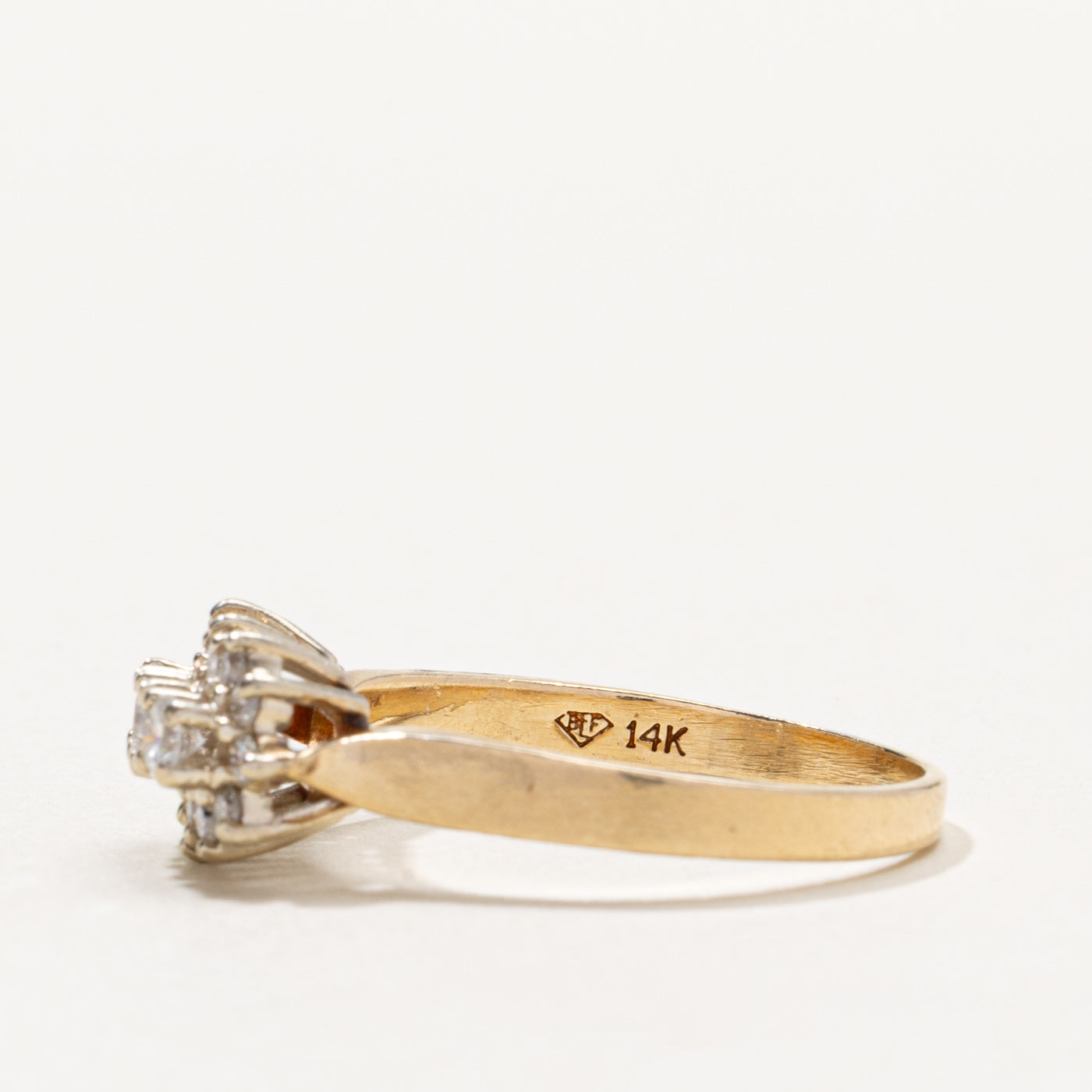 14k Diamond Three Stone Cluster Accent Ring | 0.50ctw | SZ 8