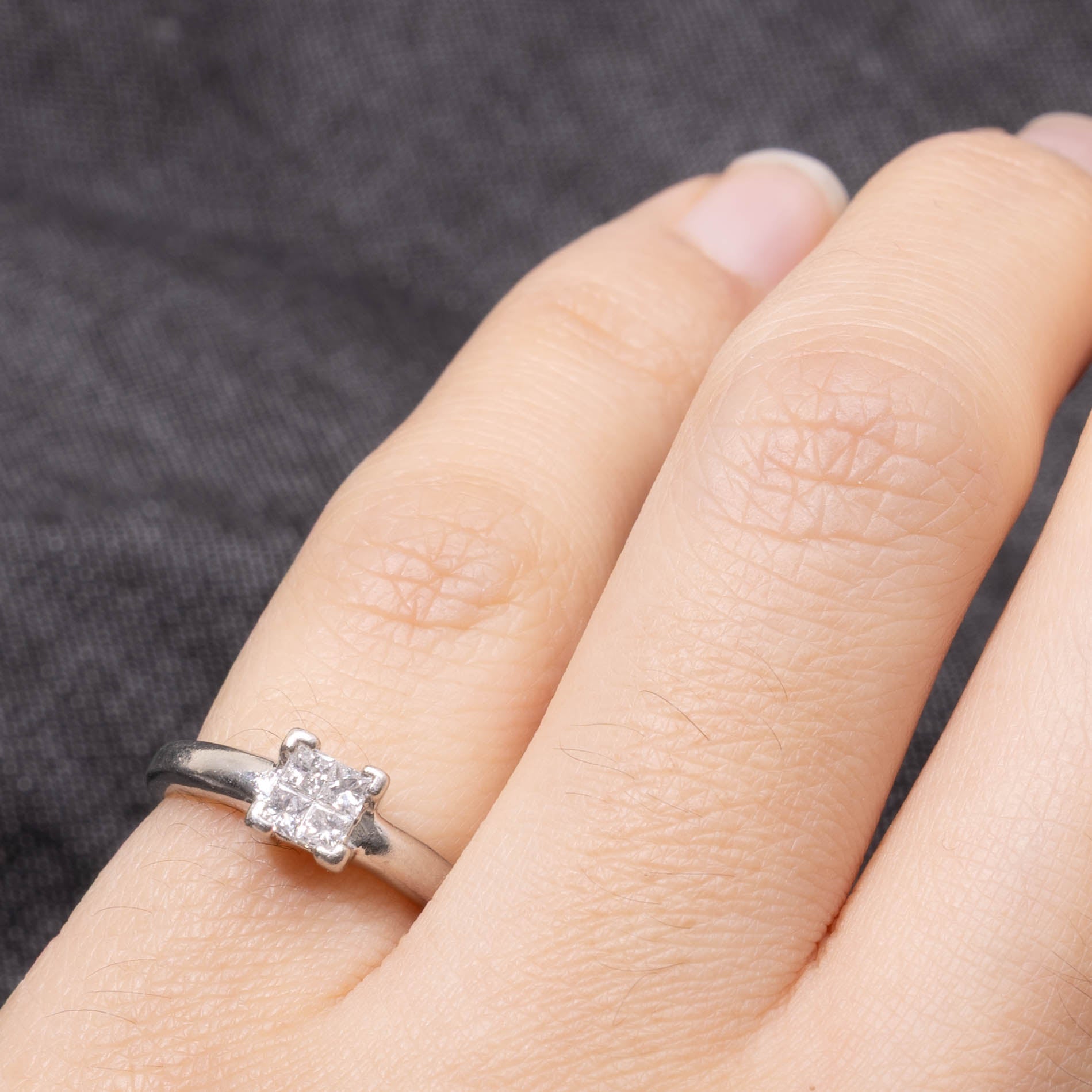 Princess Cut Diamond Invisible Set Ring | 0.25ctw | SZ 3.75