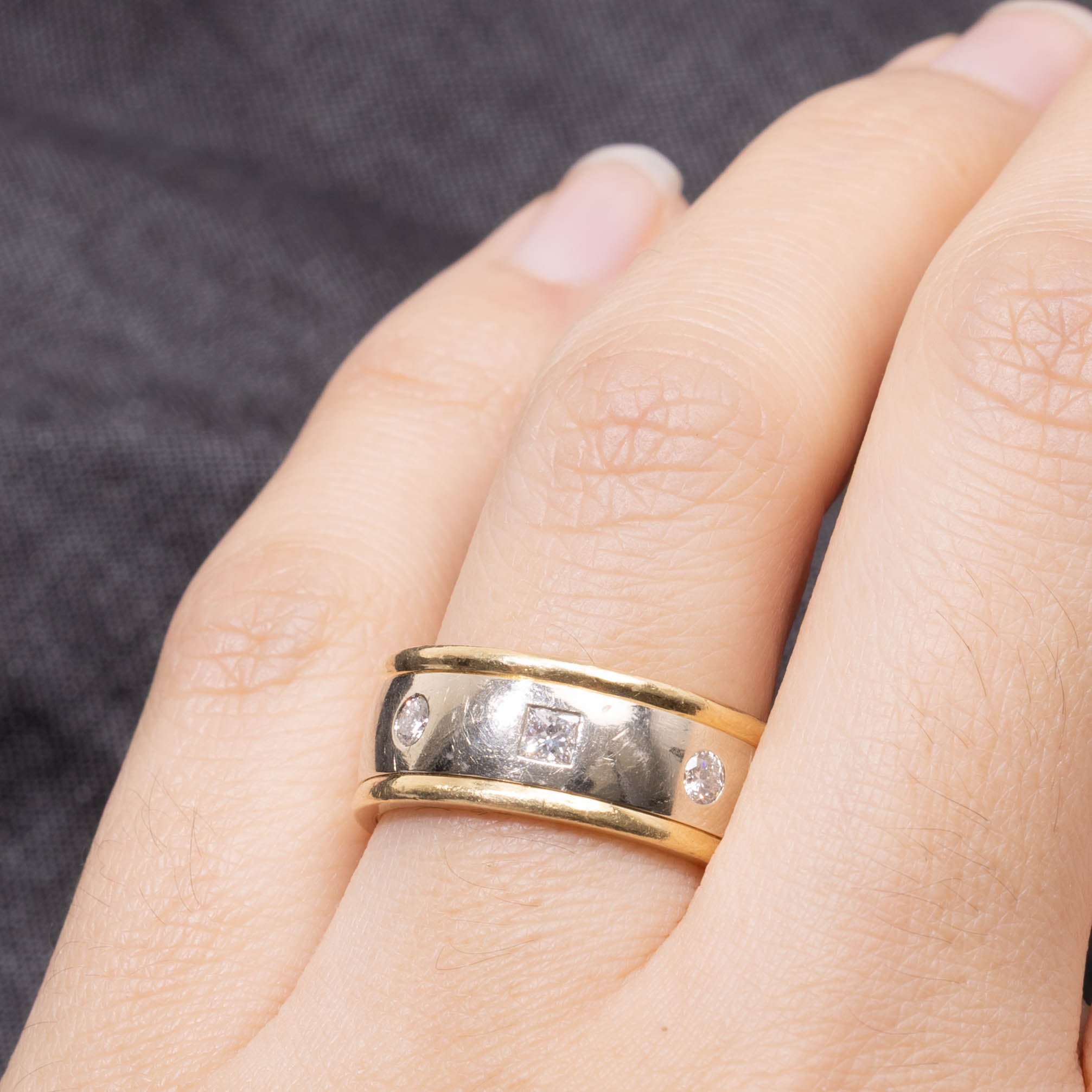 18k Two-Tone Flush Set Diamond Band | 0.60ctw | 8.00mm | SZ 6
