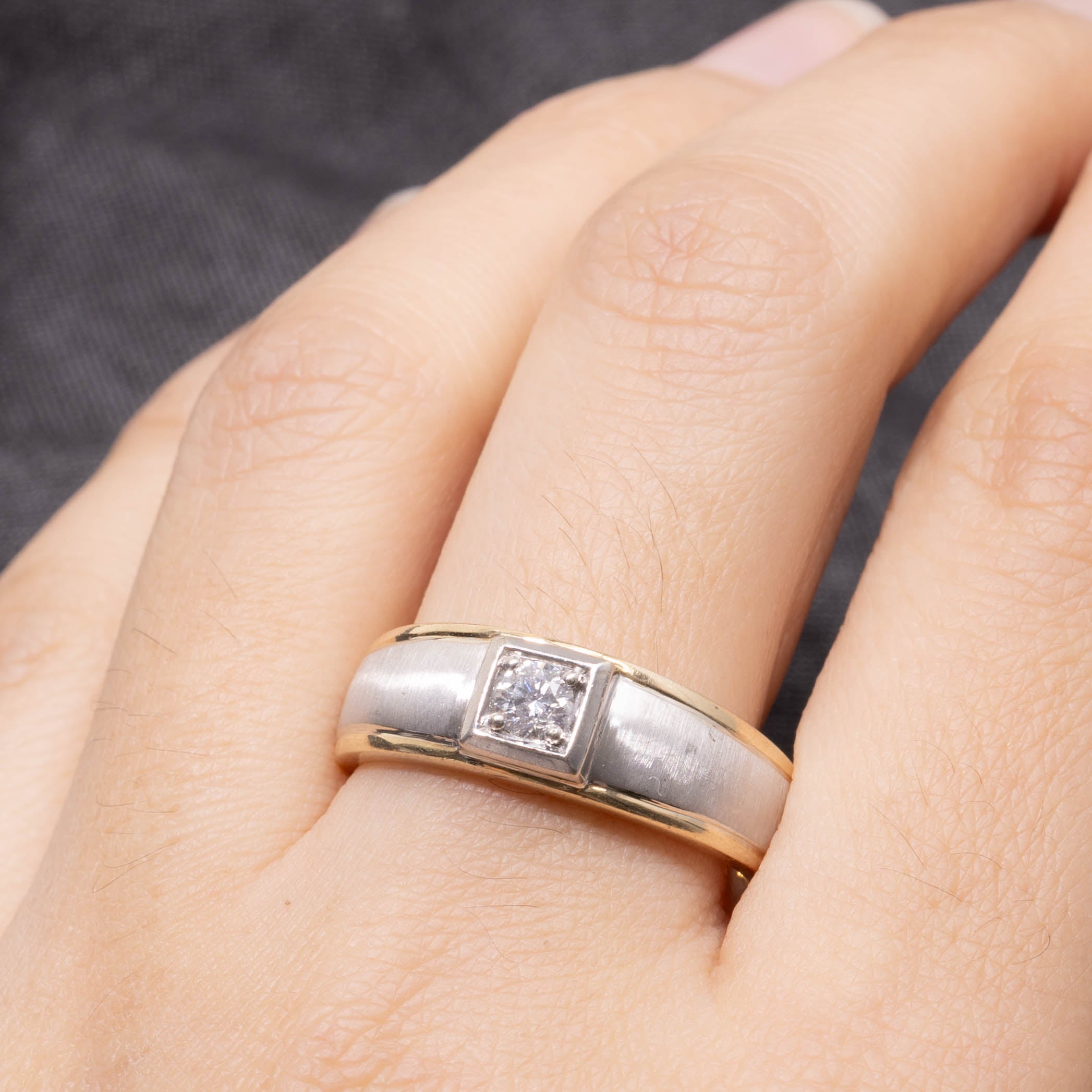 10k Two Tone Diamond Dome Ring | 0.25ct | SZ 10.5