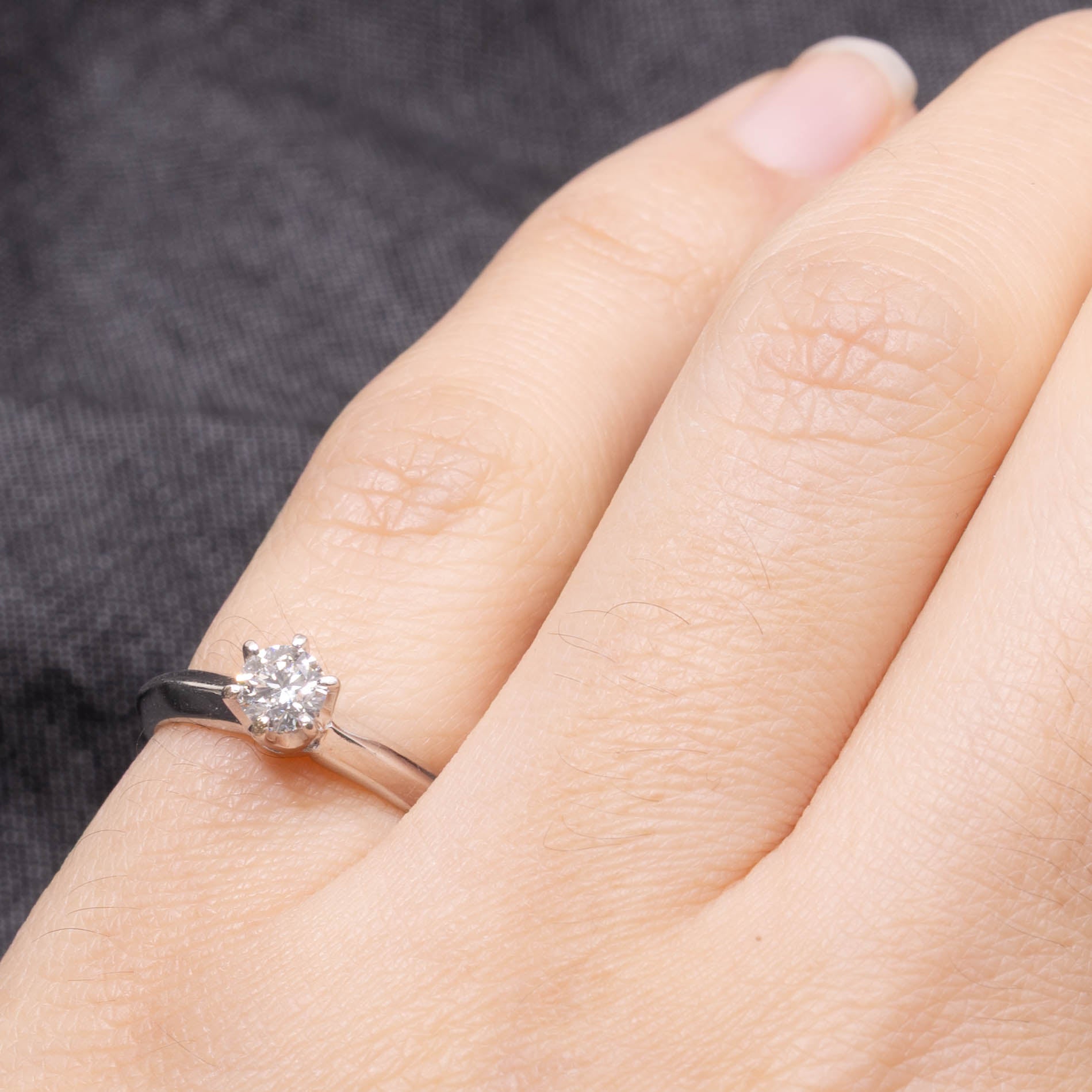 18k Solitaire Diamond Plain Engagement Ring | 0.27ct VS1 F/G | SZ 3.75