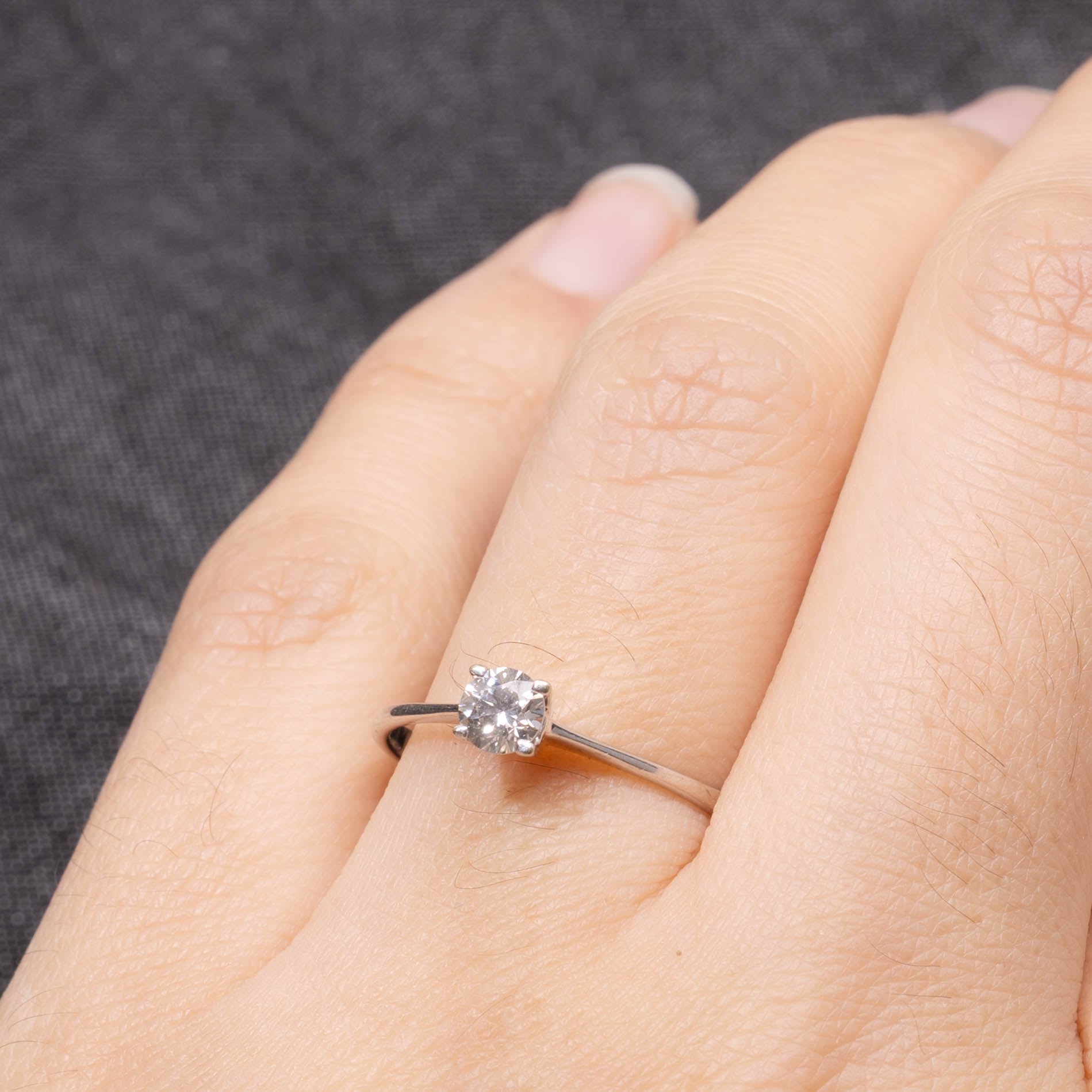 18k Solitaire Diamond Thin Ring | 0.27ct SI1 H/I | SZ 7.5