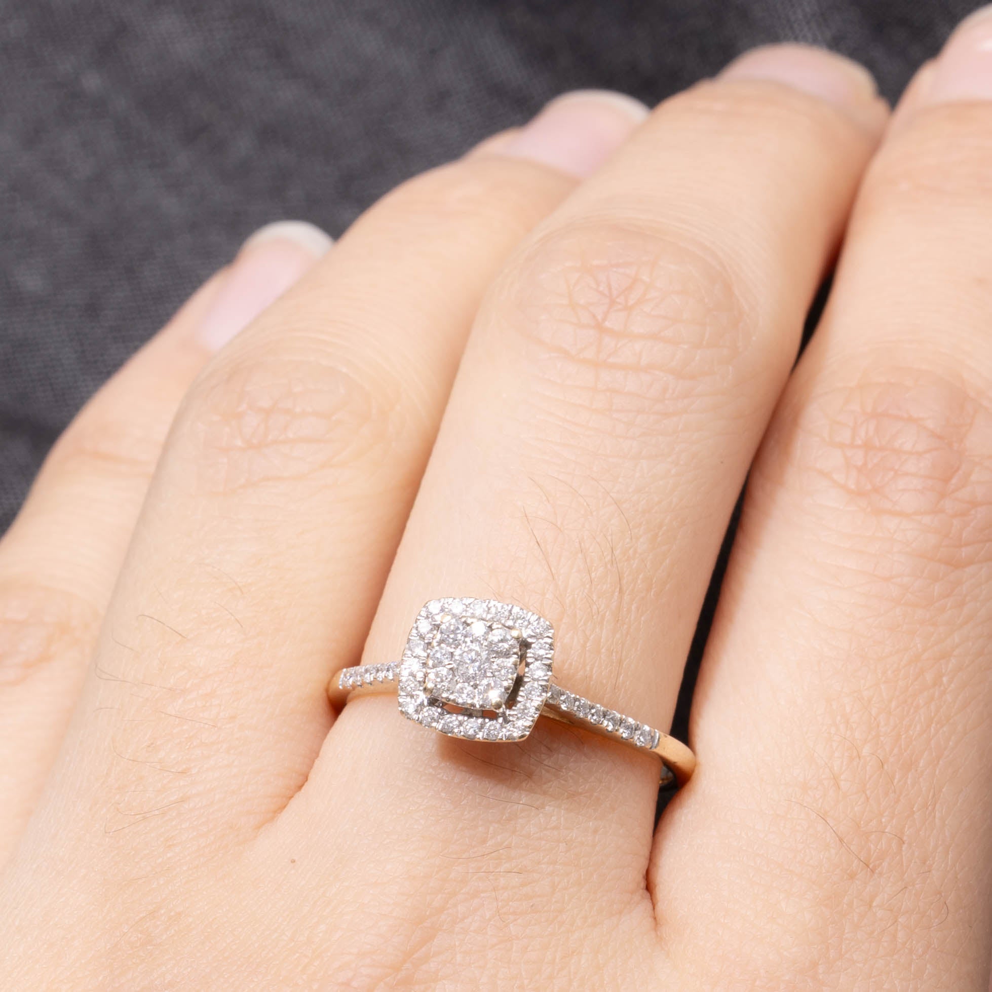 10k Diamond Soft Square Halo Ring | 0.34ctw | SZ 9
