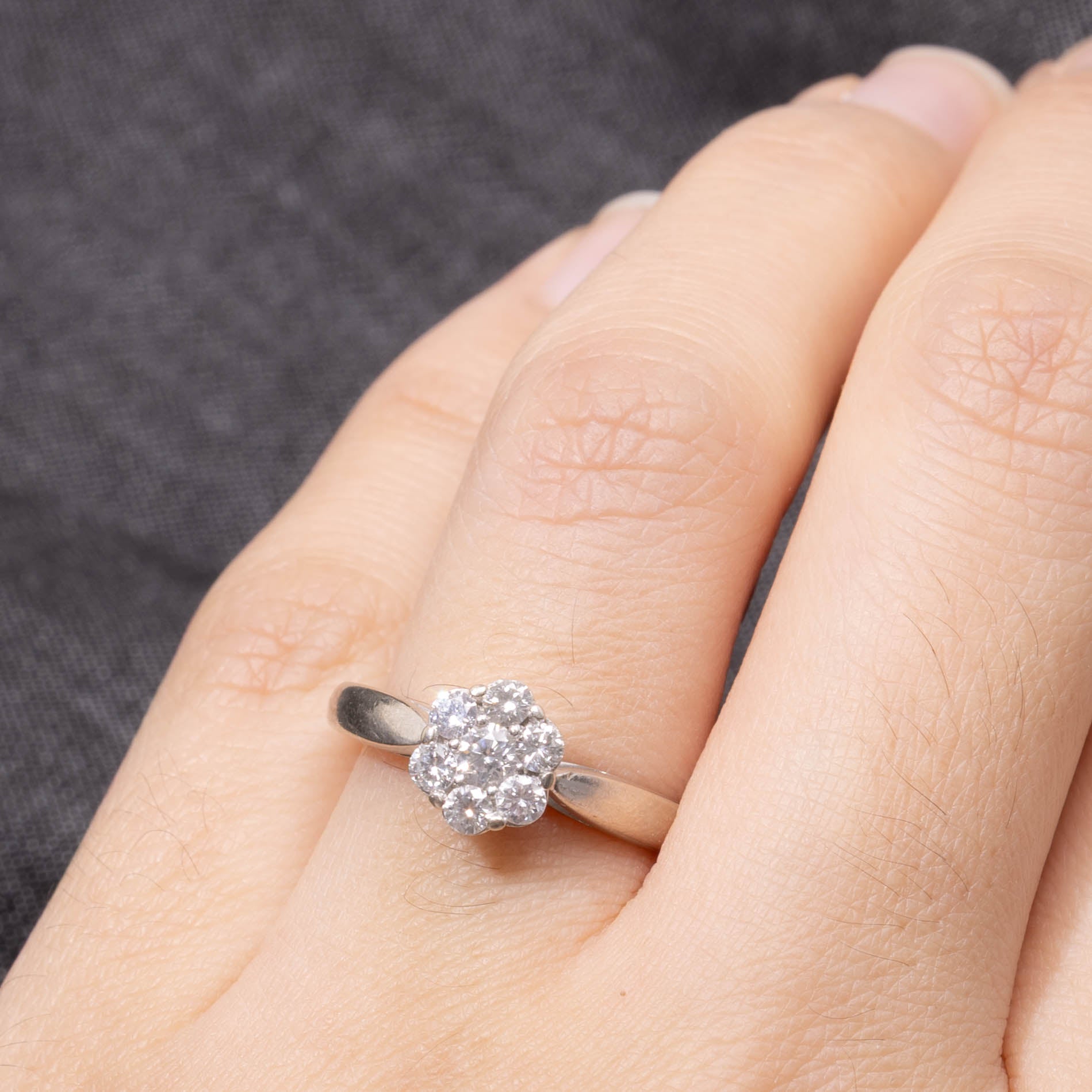 14k Diamond Daisy Cluster Reverse Tapered Ring | 0.50ctw | SZ 7.5