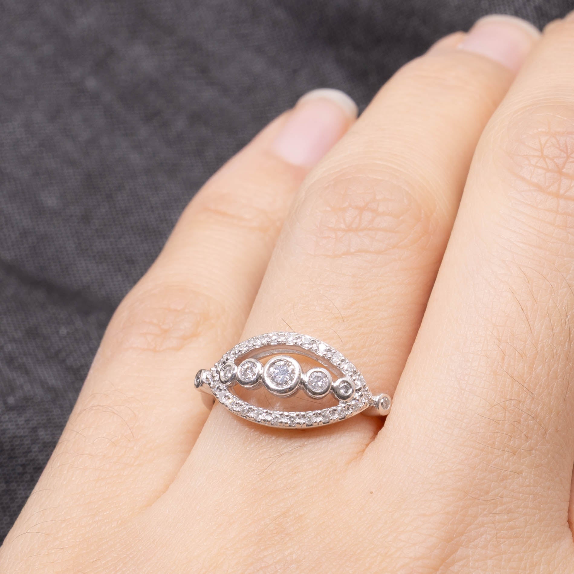 14k Diamond Openwork Eye Ring | 0.34ctw | SZ 6.75