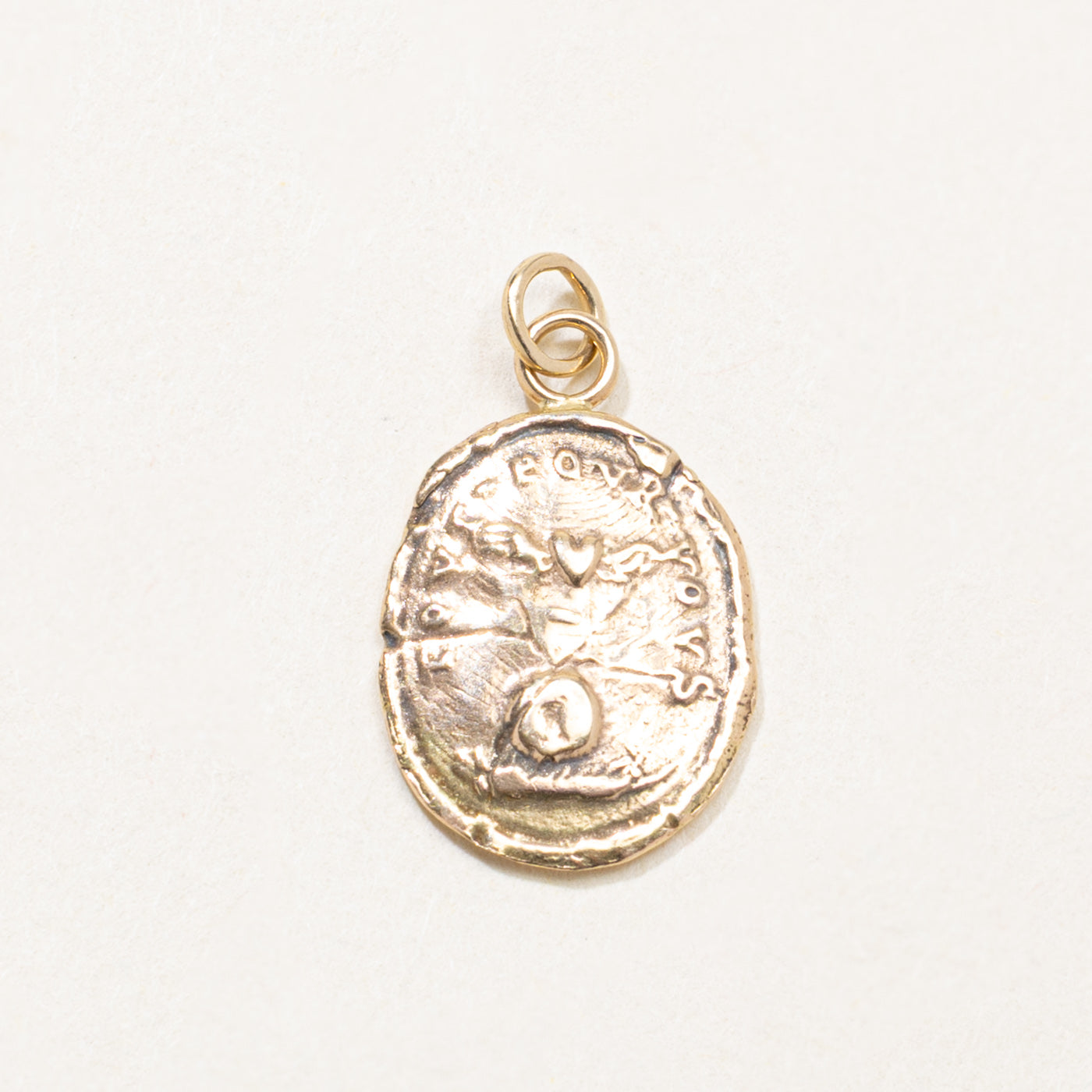 14k Pyrrah Winged Heart Coin Charm
