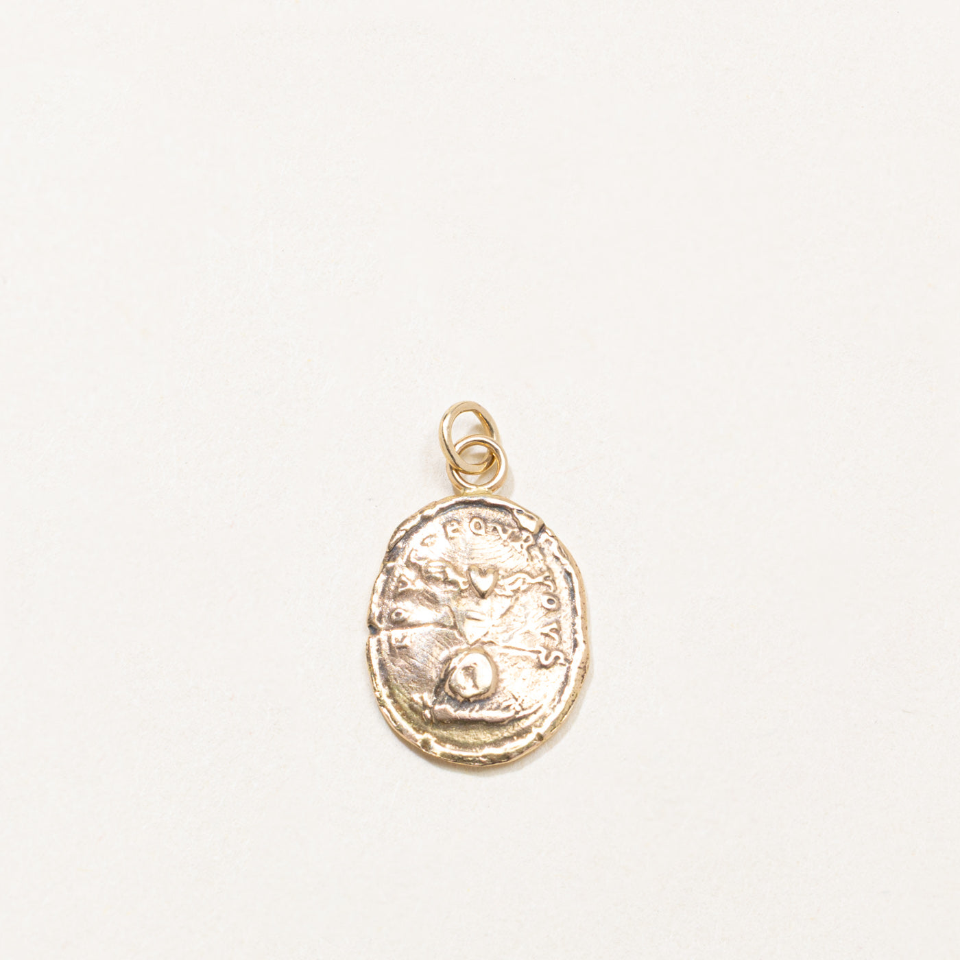 14k Pyrrah Winged Heart Coin Charm