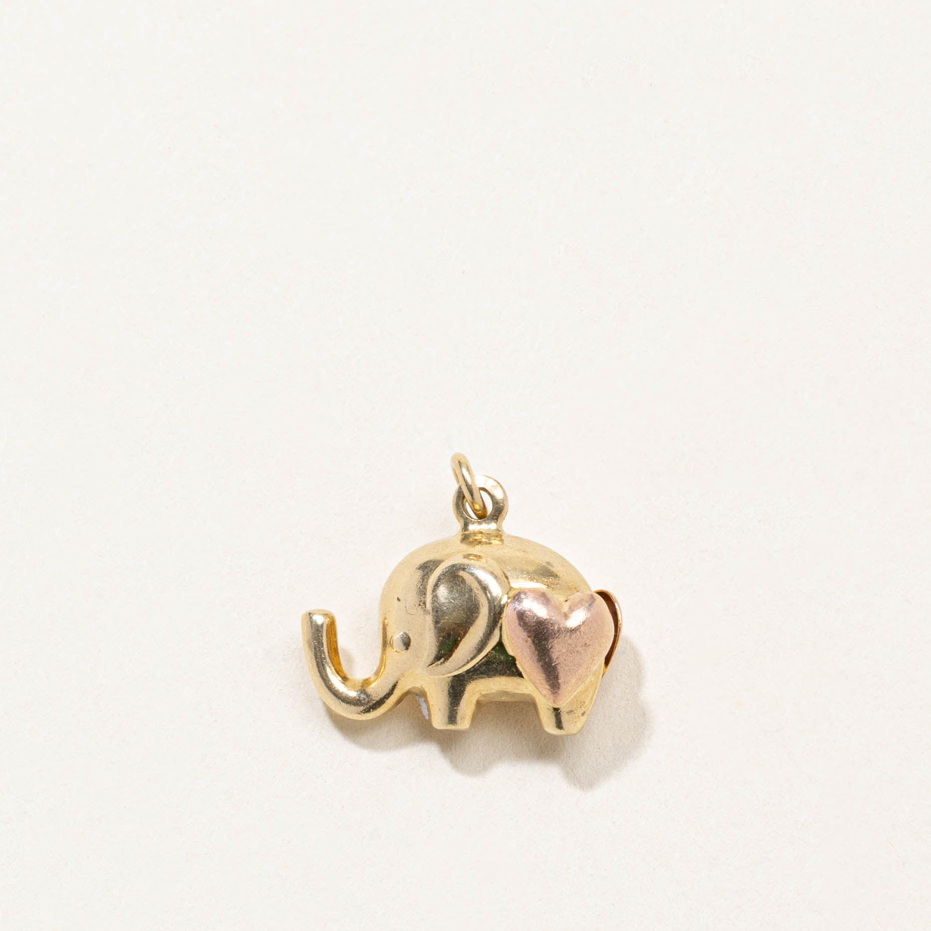 14k Heart Elephant Charm