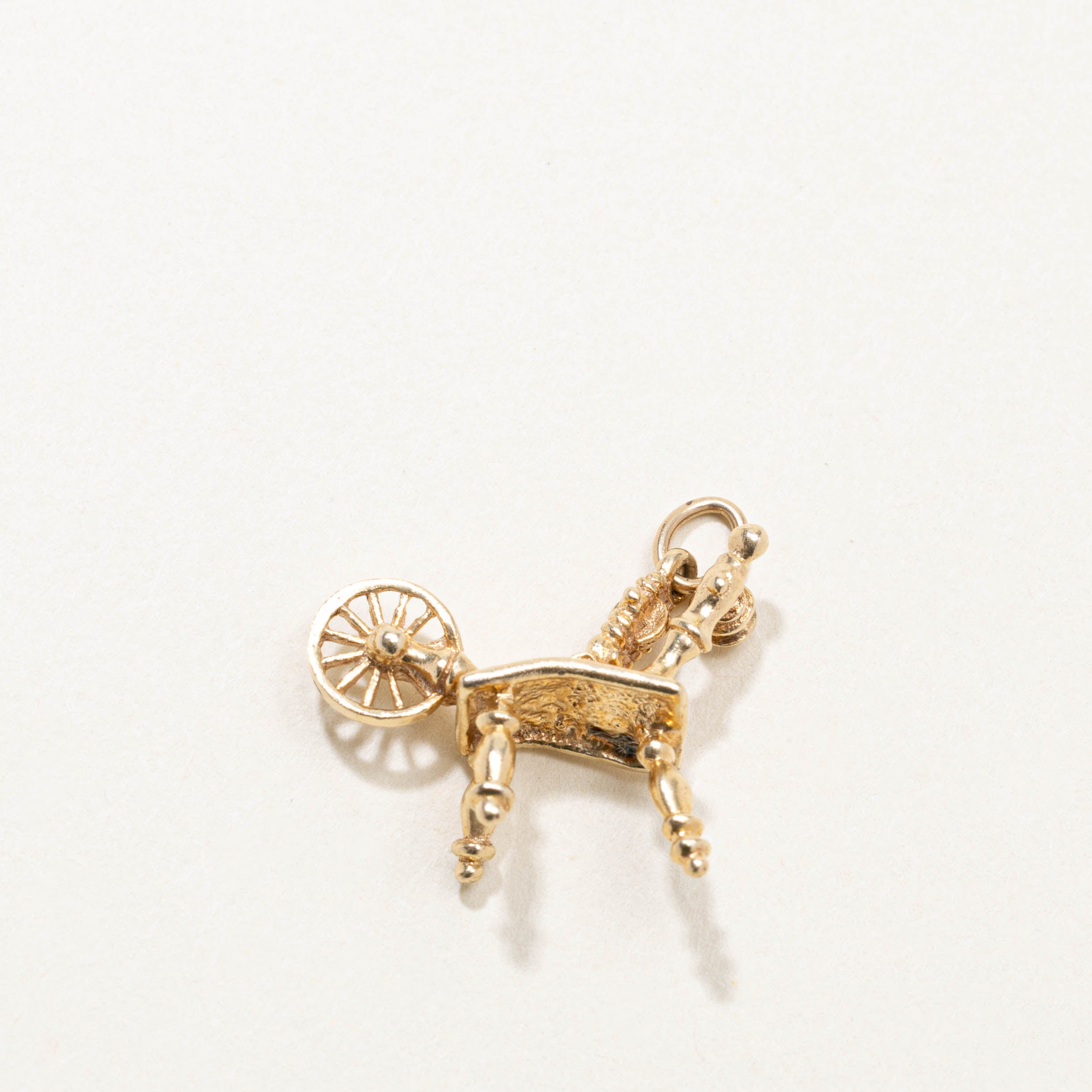 14k Spinning Wheel Charm