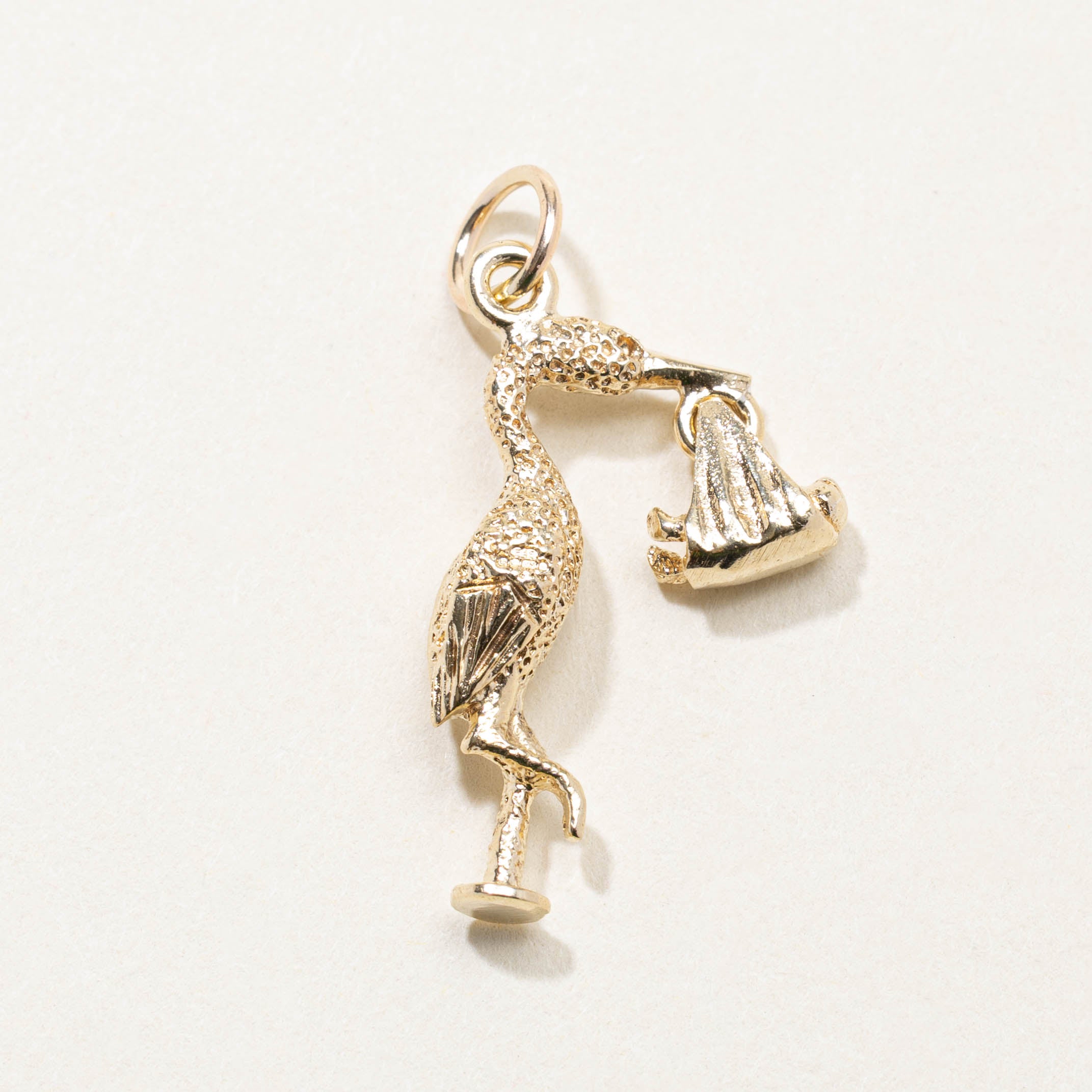 9k Stork Baby Charm