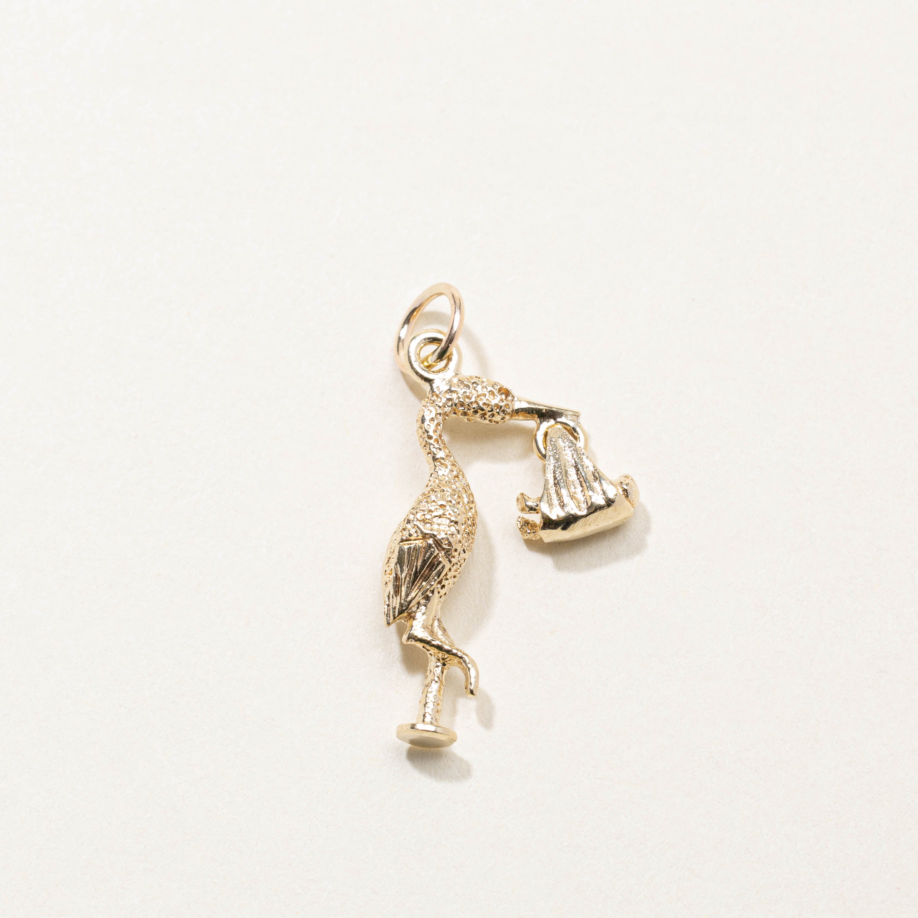 9k Stork Baby Charm