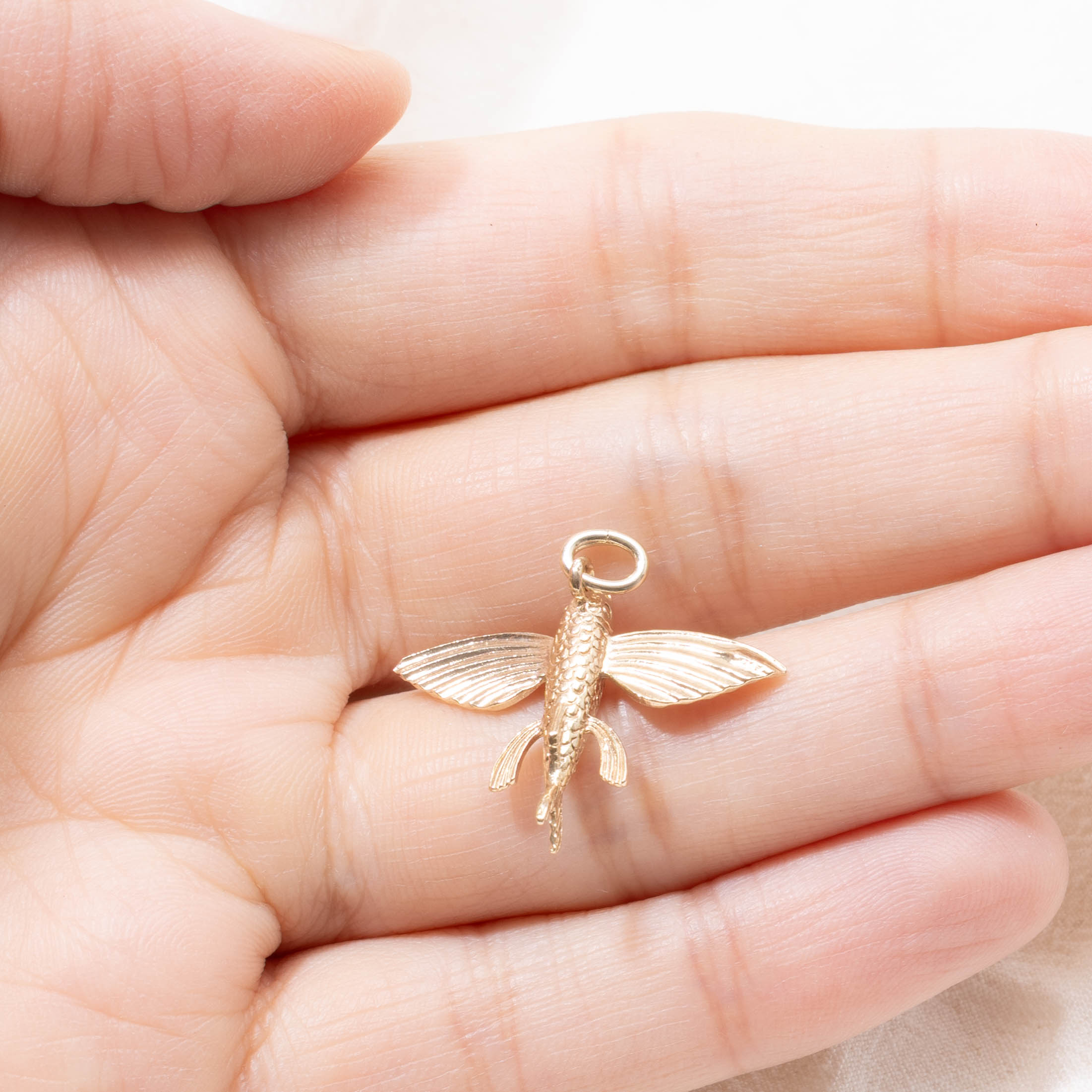 9k Flying Fish Charm Pendant
