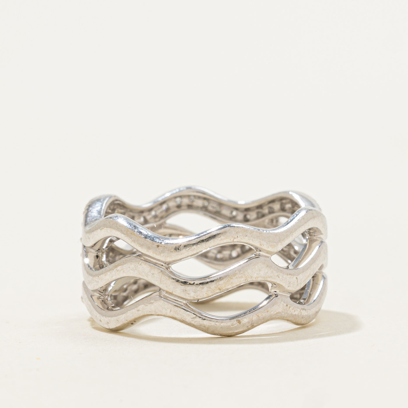 14k Semi Eternity Diamond Multi Wave Ring | 0.31ctw | 10.40mm | SZ 6.75