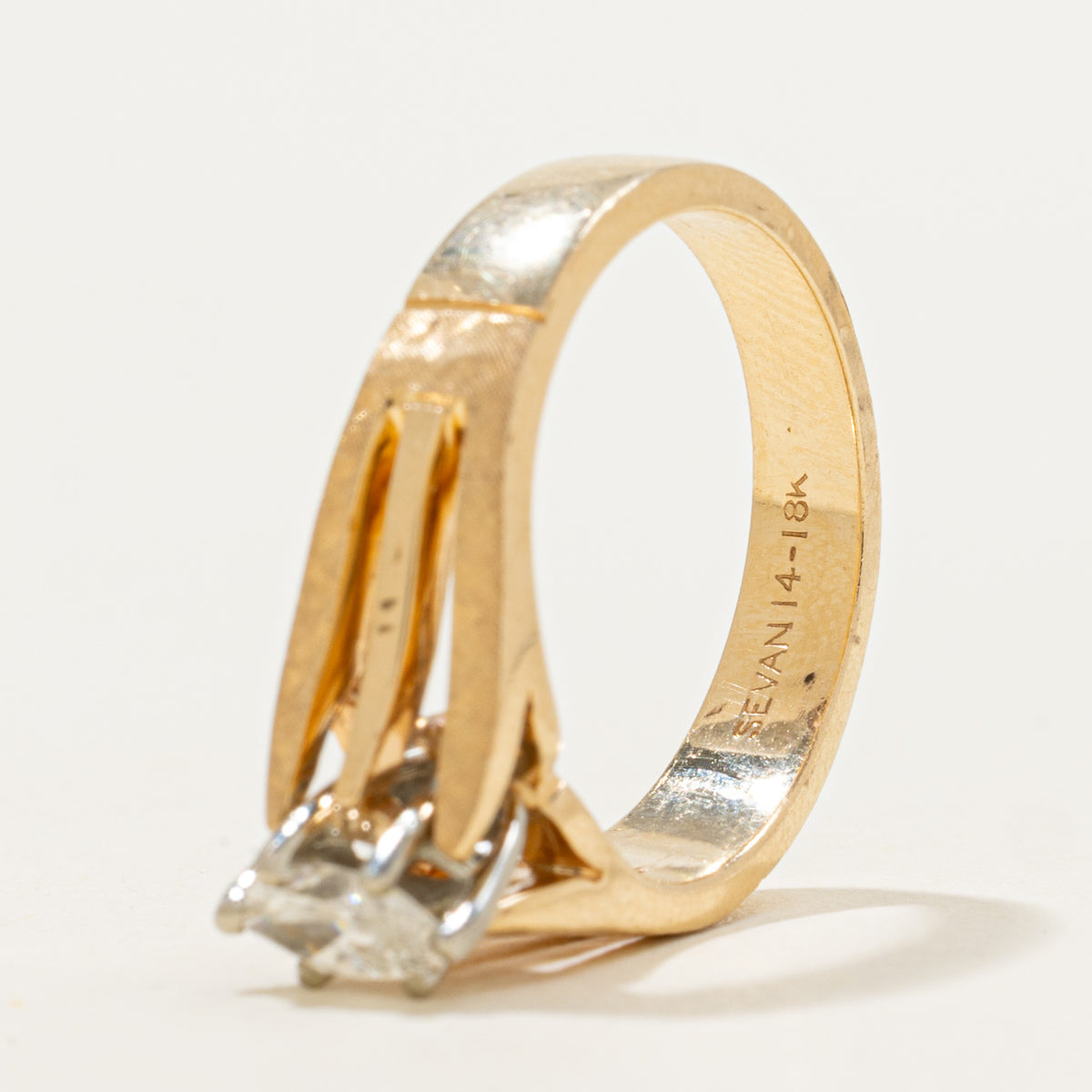 14k Marquise Cut Diamond Open Shank Ring | 0.26ct | SZ 6.25