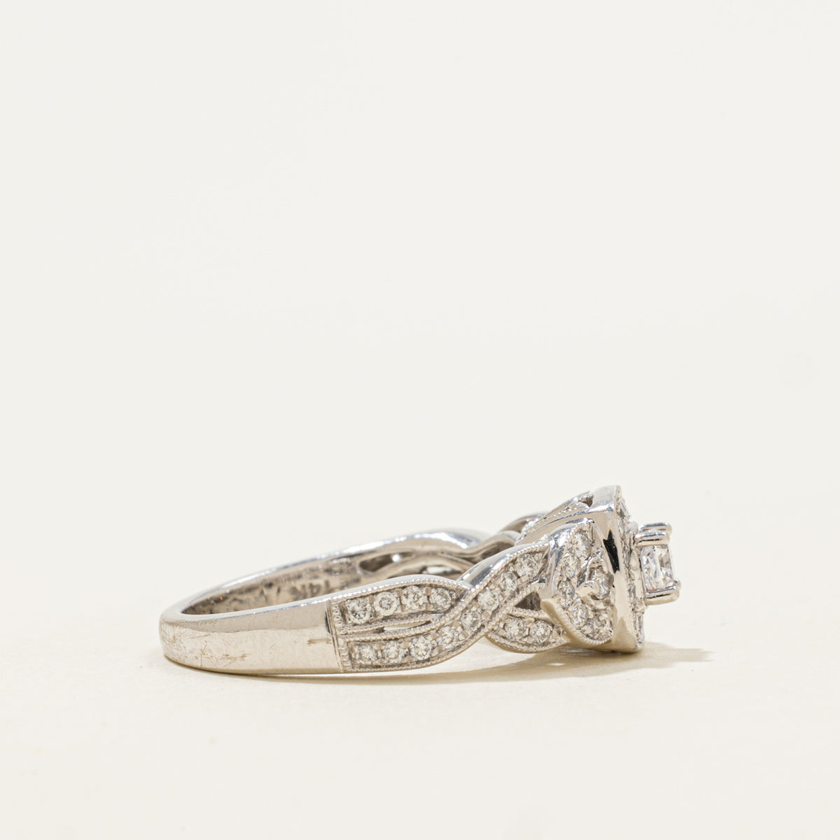 14k Diamond Halo Accented Ring | 0.46ctw | SZ 6.75