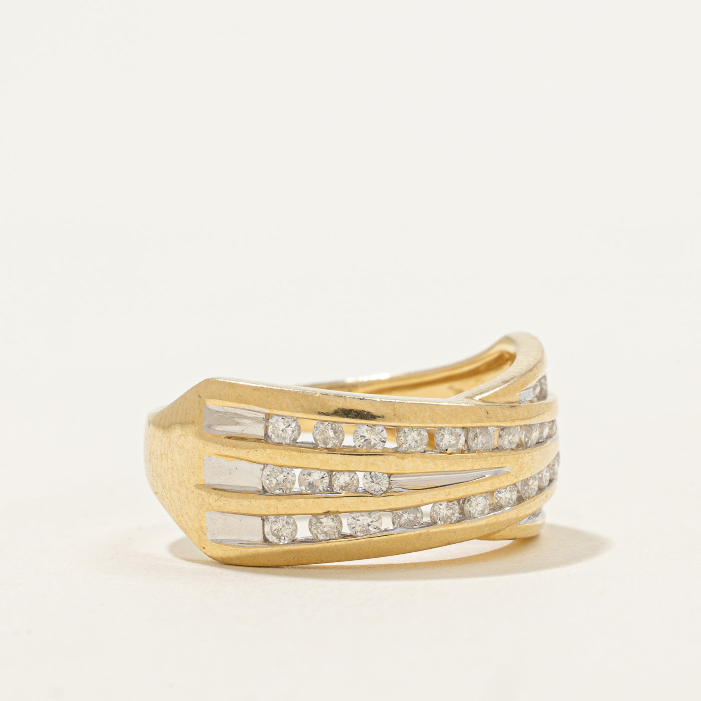 14k Diamond Multi Row Crossover Ring | 0.25ctw | SZ 7