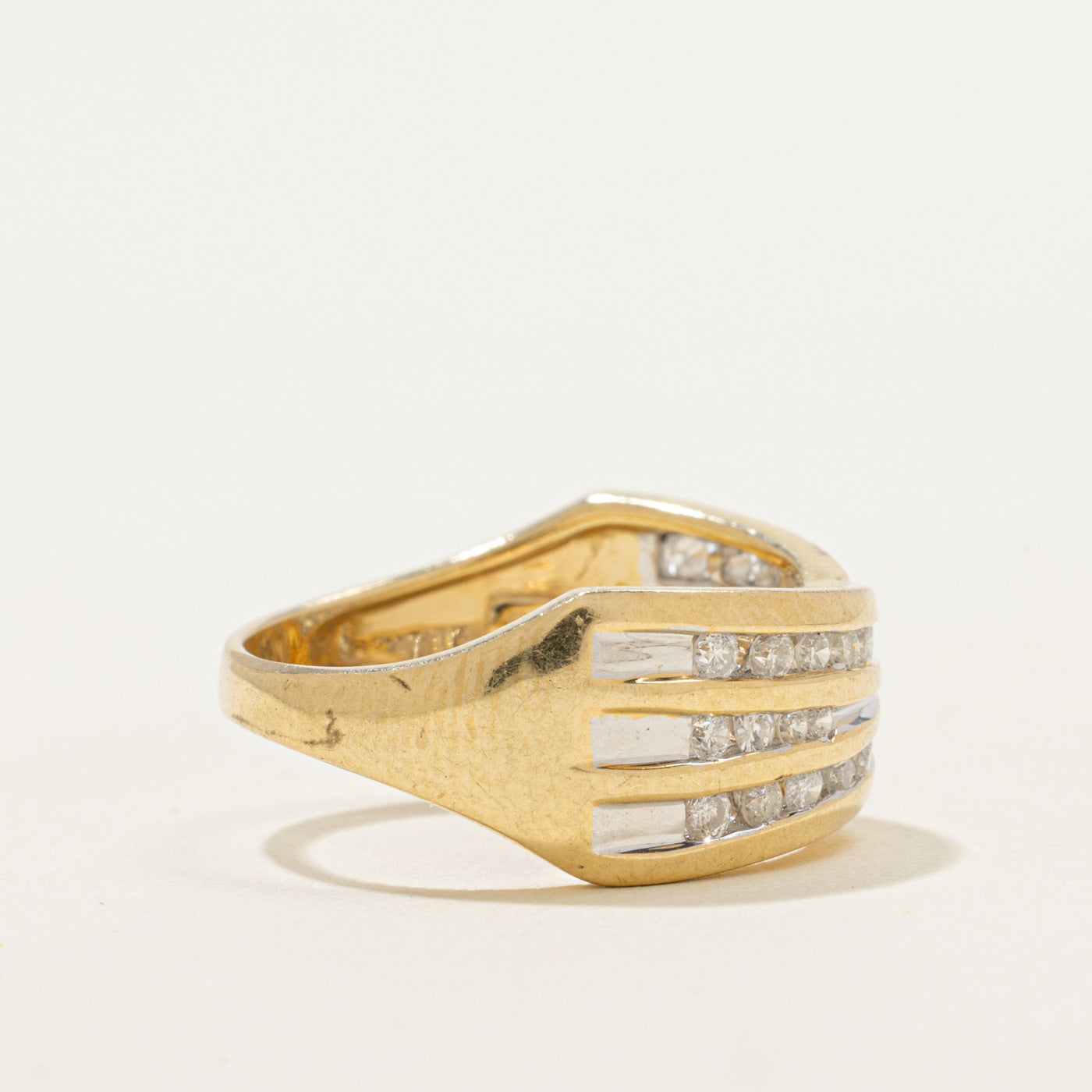 14k Diamond Multi Row Crossover Ring | 0.25ctw | SZ 7