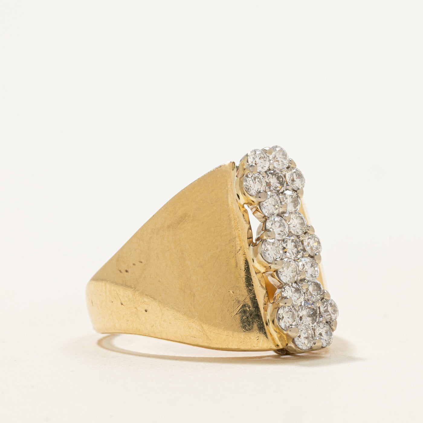 14k Diamond Floral Cluster Column Ring | 0.72ctw | SZ 8