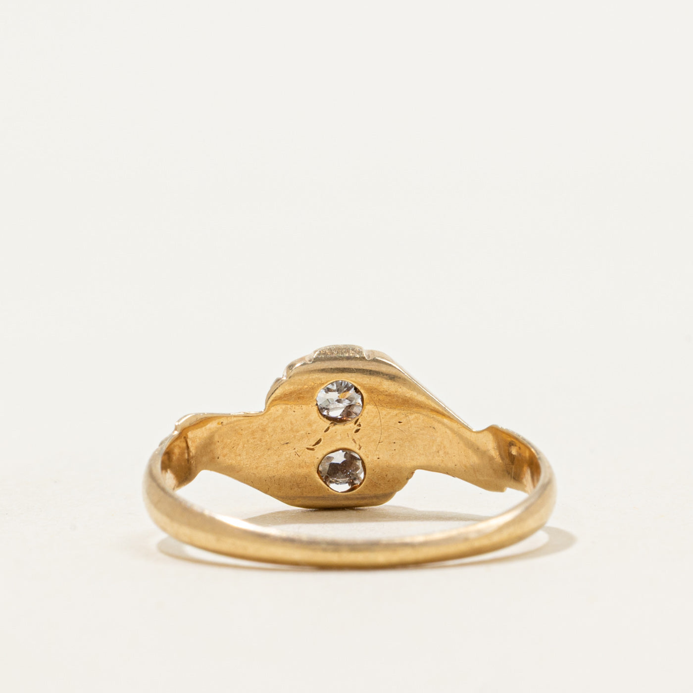 14k Old Mine Cut Two Stone Diamond Bypass Ring | 0.14ctw | SZ 5.75