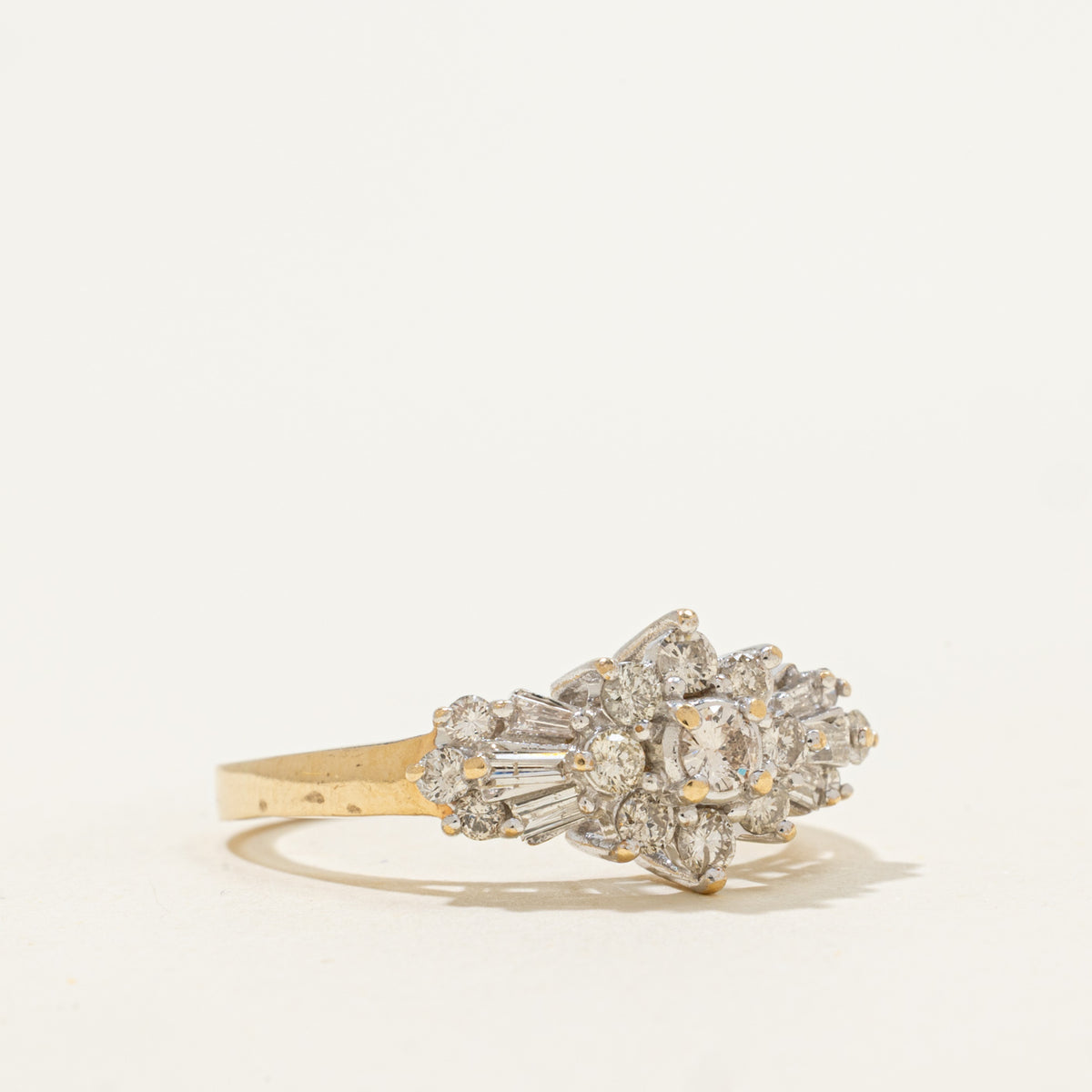 14k Mixed Cut Diamond Petal Cluster Ring | 0.77ctw | SZ 10.25