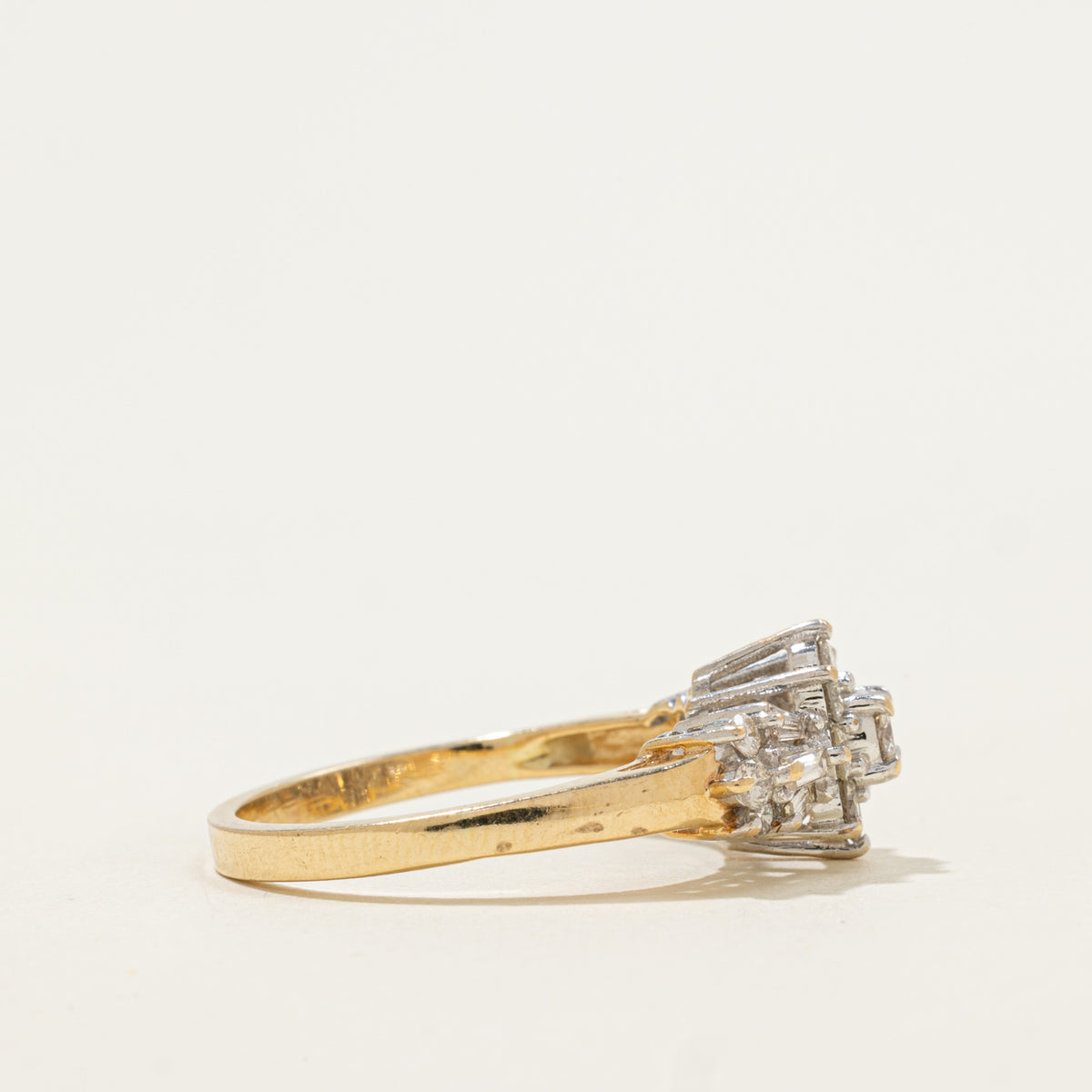 14k Mixed Cut Diamond Petal Cluster Ring | 0.77ctw | SZ 10.25