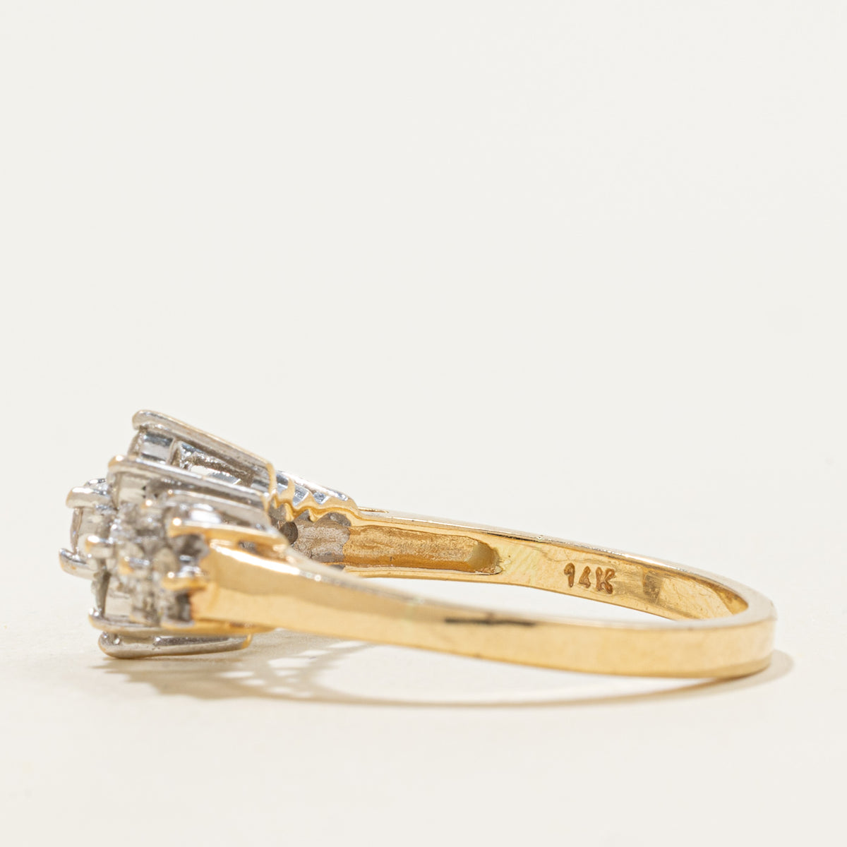 14k Mixed Cut Diamond Petal Cluster Ring | 0.77ctw | SZ 10.25