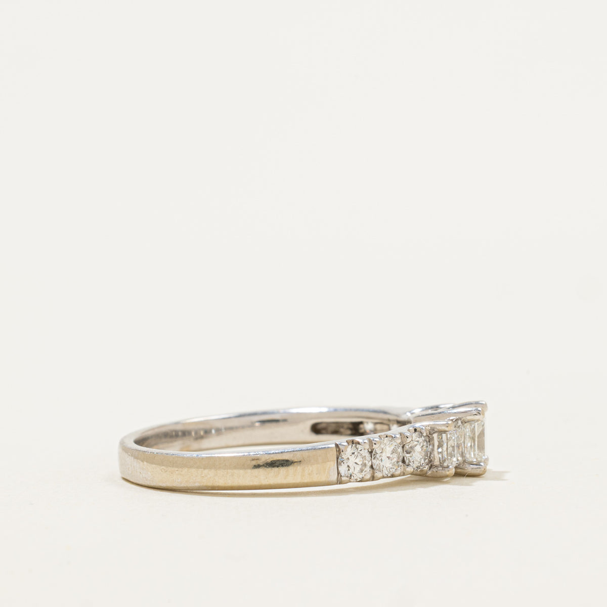 14k Three Stone Princess Cut Diamond Accented Ring | 1.06ctw | SZ 10