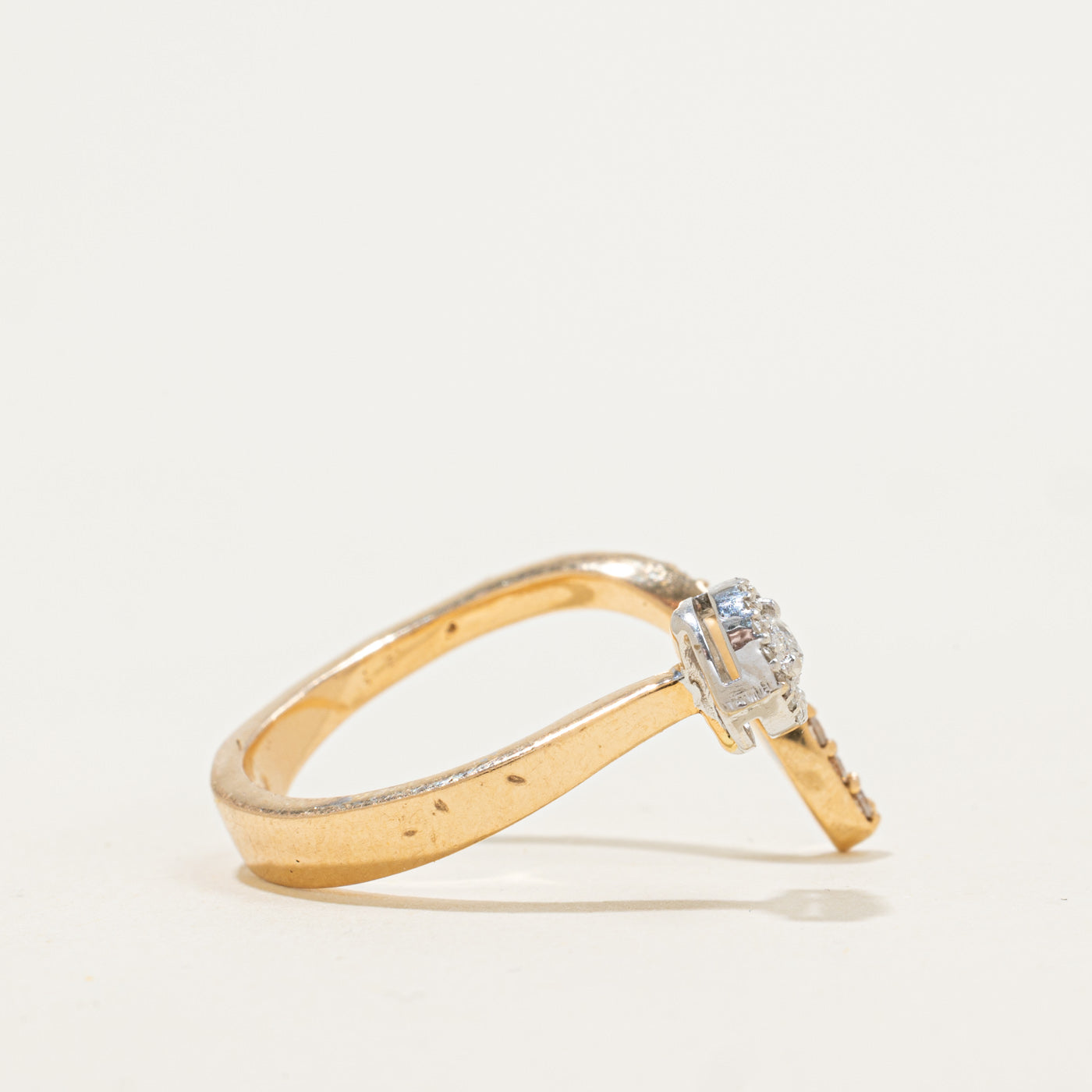 18k Pear Cut Diamond Open Bypass Ring | 0.28ctw | SZ 7