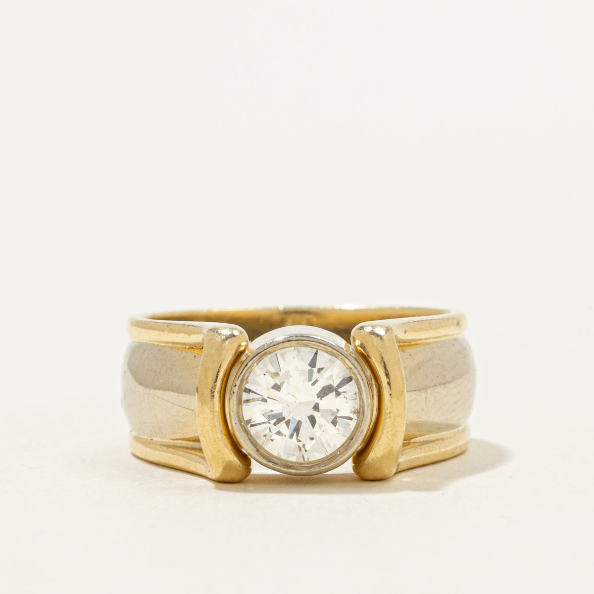 18k Bezel Set Diamond Chunky Ring | 0.97ct SI1 G/H | SZ 6.5