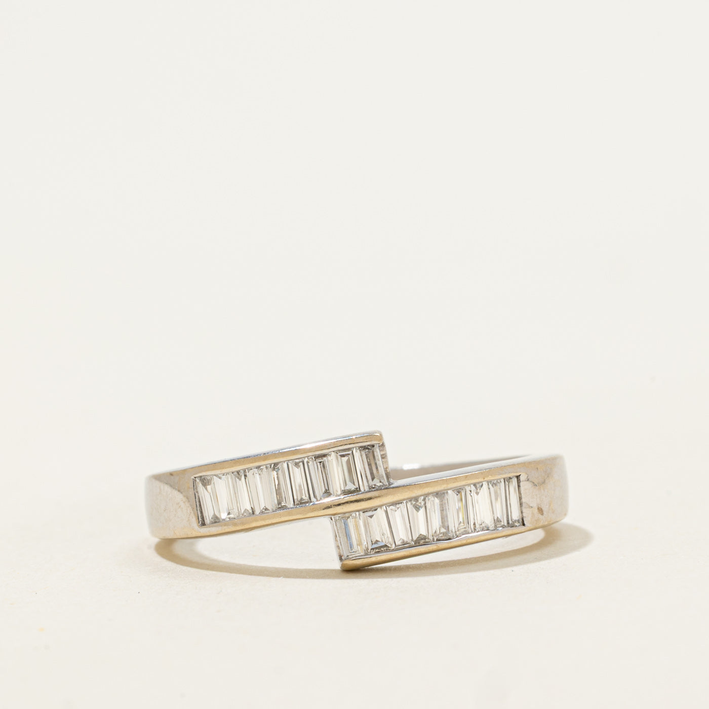 18k Baguette Cut Channel Set Diamond Bypass Ring | 0.36ctw | SZ 9.25