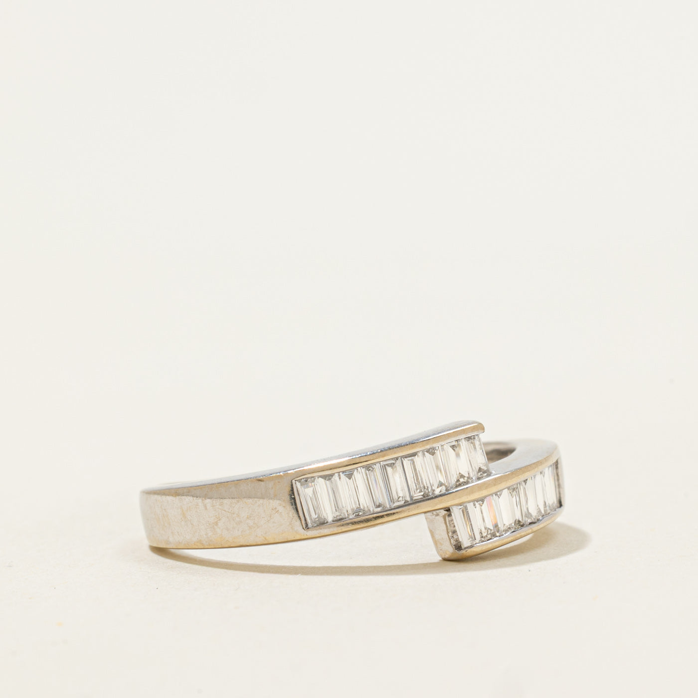 18k Baguette Cut Channel Set Diamond Bypass Ring | 0.36ctw | SZ 9.25