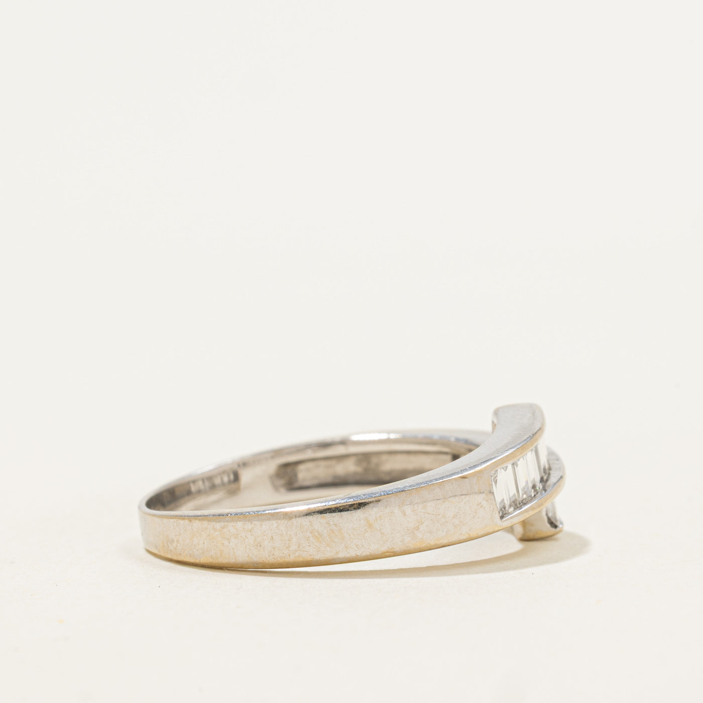 18k Baguette Cut Channel Set Diamond Bypass Ring | 0.36ctw | SZ 9.25