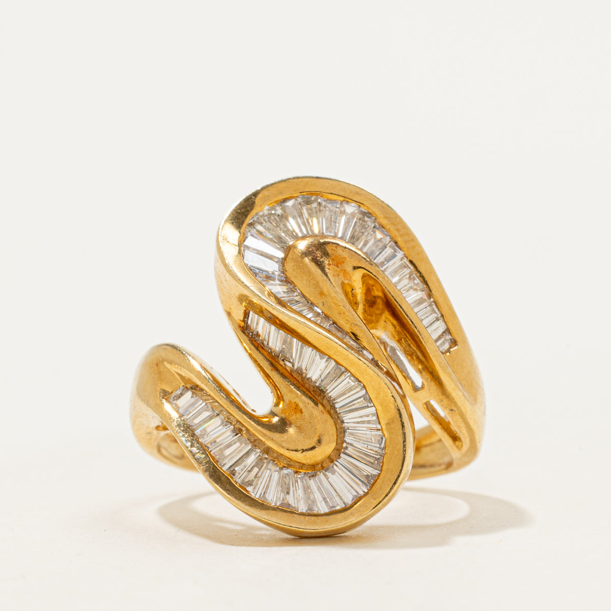 18k Baguette Cut Diamond S-Shaped Cocktail Ring | 0.70ctw | SZ 5.25
