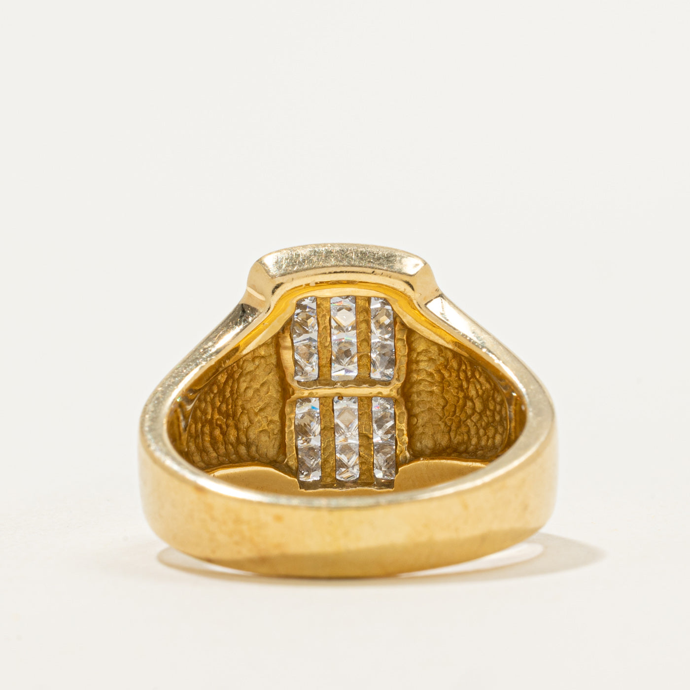 18k Princess Cut Diamond Grid Signet Ring | 0.96ctw | SZ 8.5