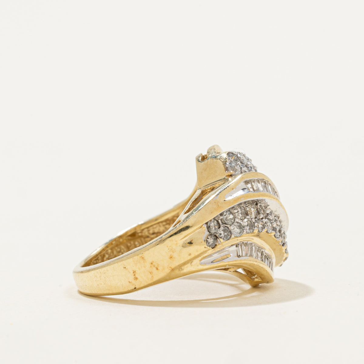 10k Multi Cut Diamond Waterfall Wave Ring | 0.85ctw | SZ 4.75