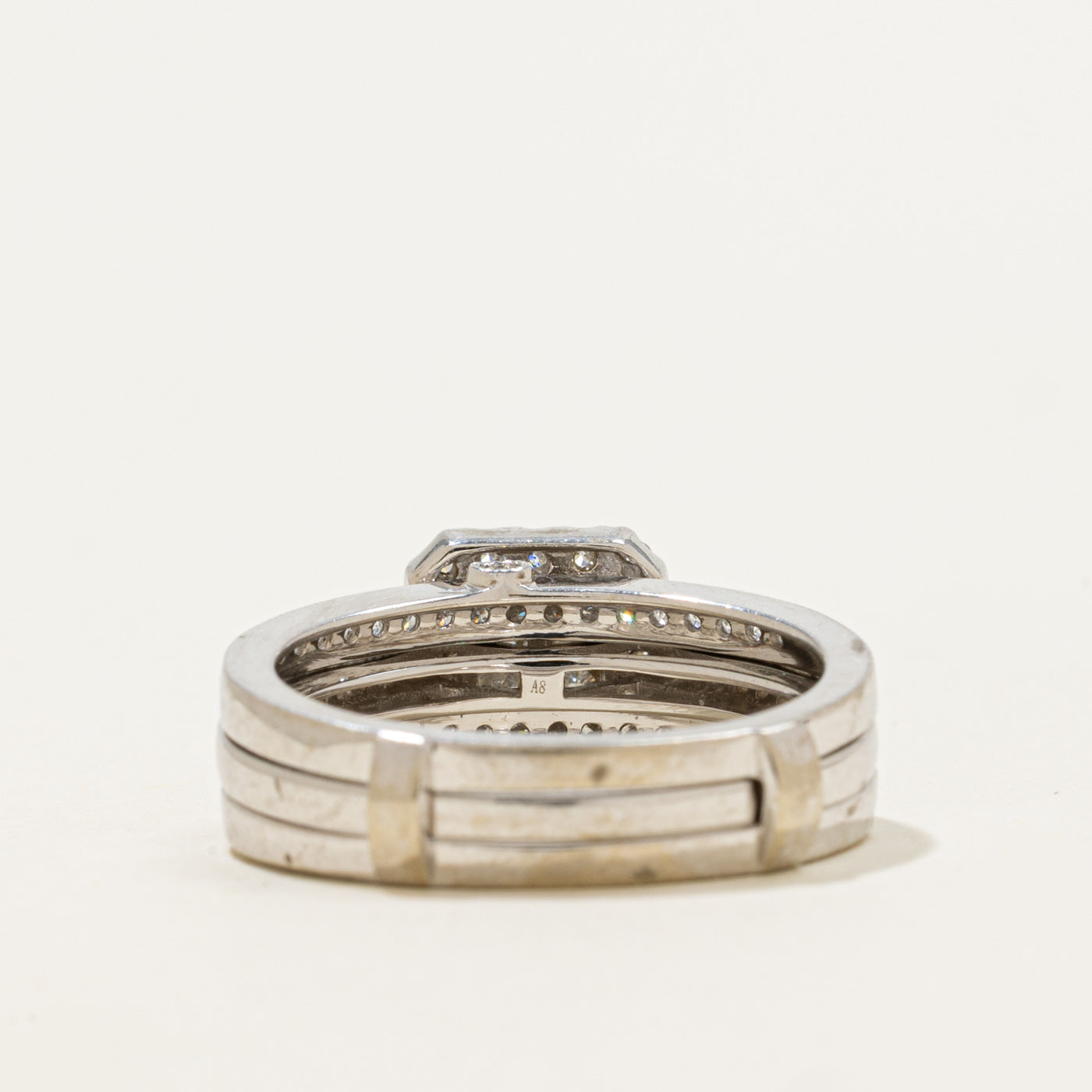 10k Invisible Set Diamond Halo Wedding Ring Set | 0.47ctw | SZ 7