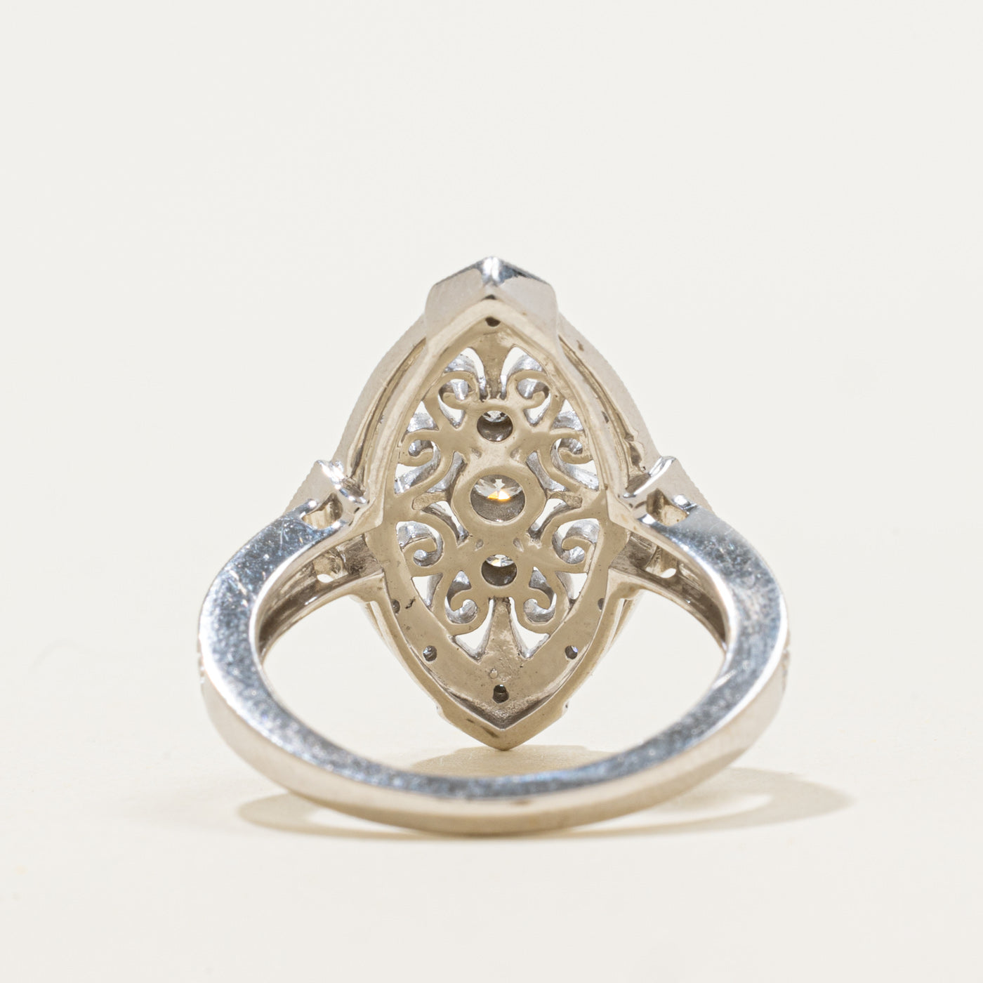 10k Diamond Scrollwork Navette Ring | 0.15ctw | SZ 6