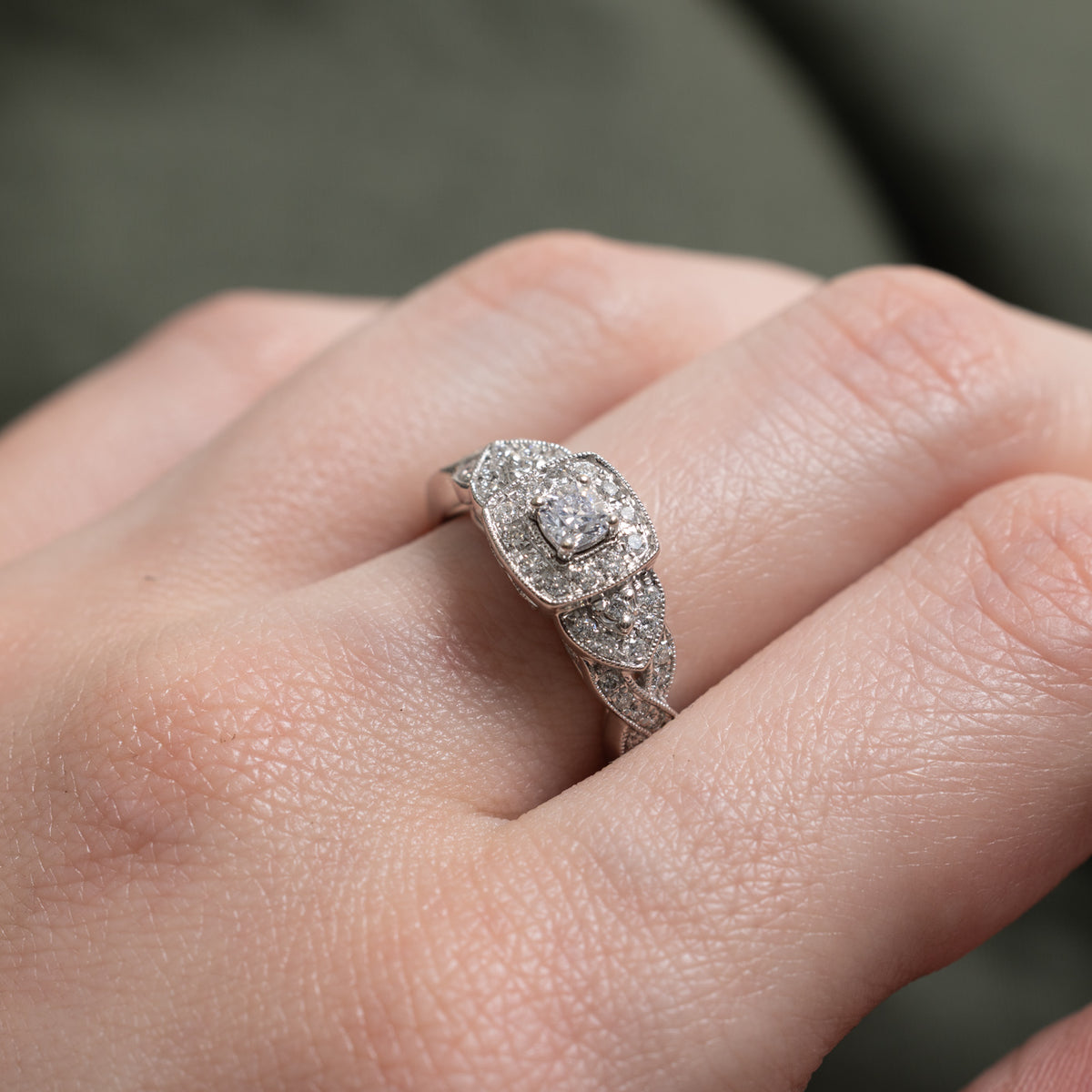 14k Diamond Halo Accented Ring | 0.46ctw | SZ 6.75