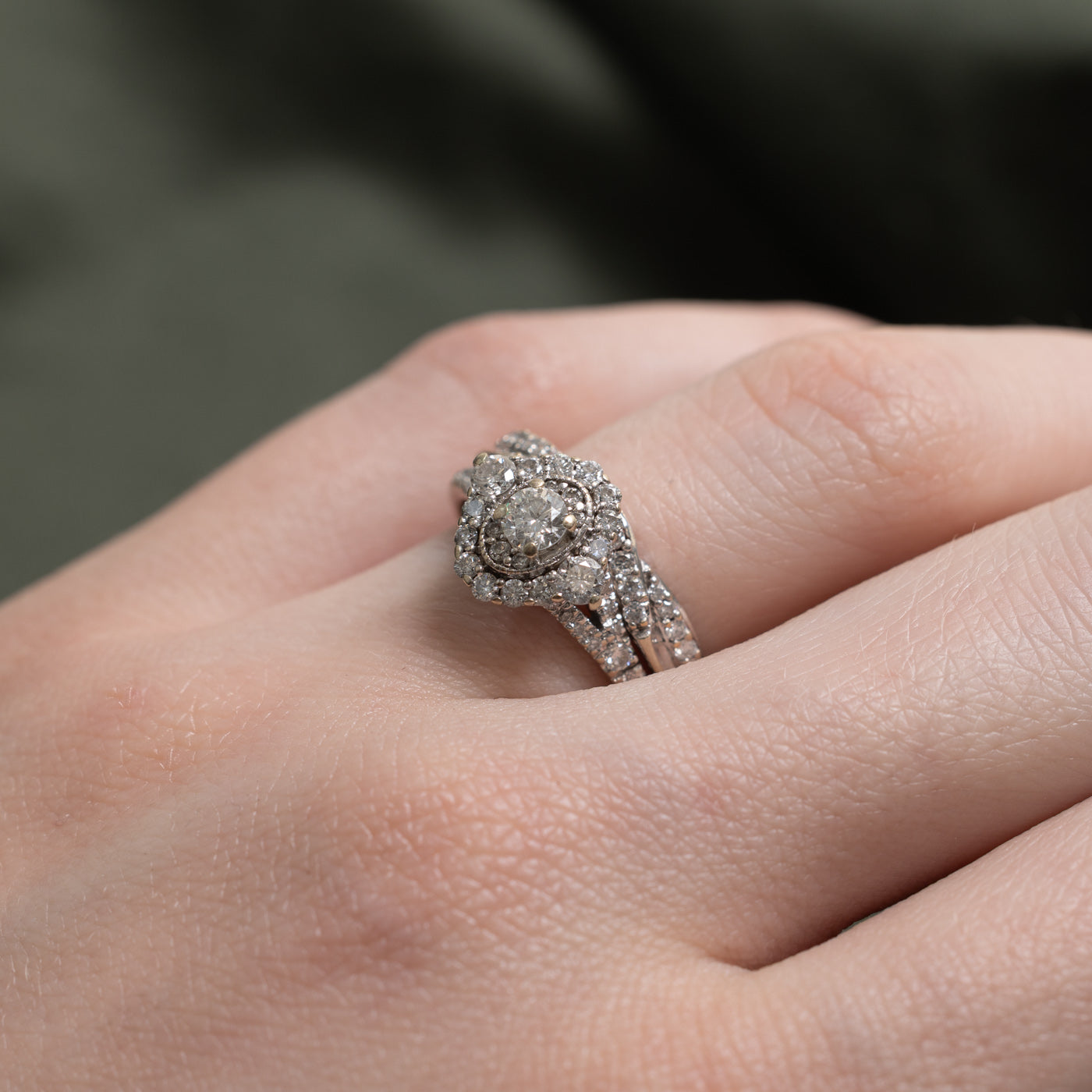14k Diamond Halo Soldered Wedding Ring Set | 0.63ctw | SZ 6.25