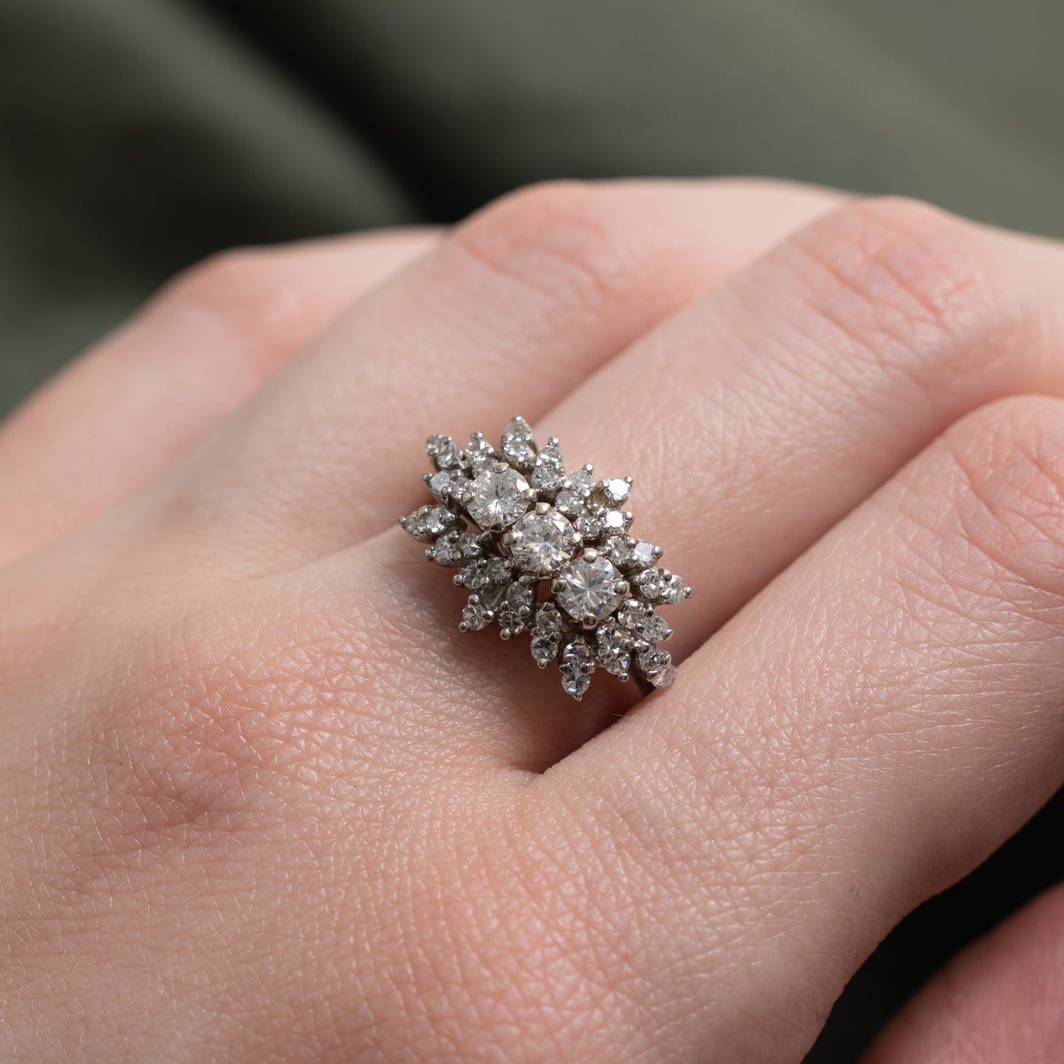18k Diamond Petal Cluster Ring | 0.88ctw | SZ 7.25