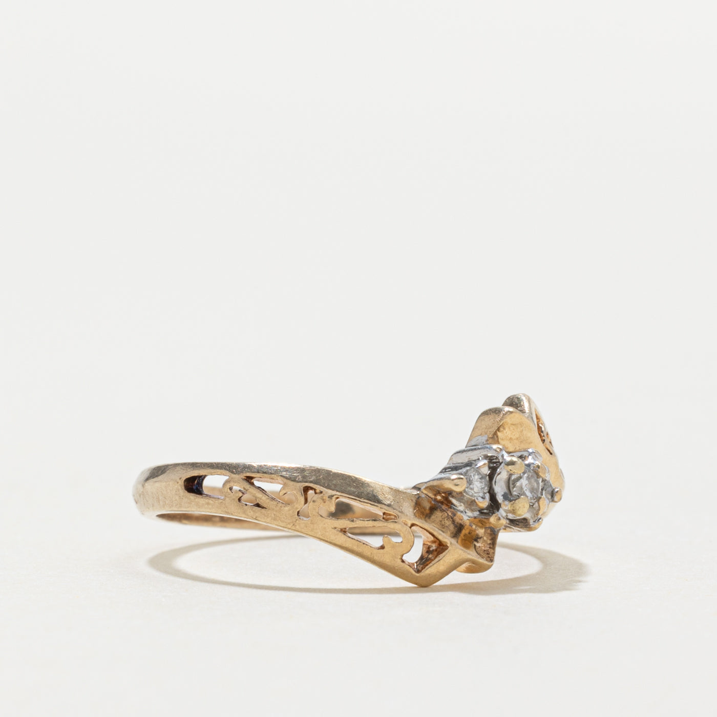 10k Diamond Openwork Bypass Ring | SZ 6.25